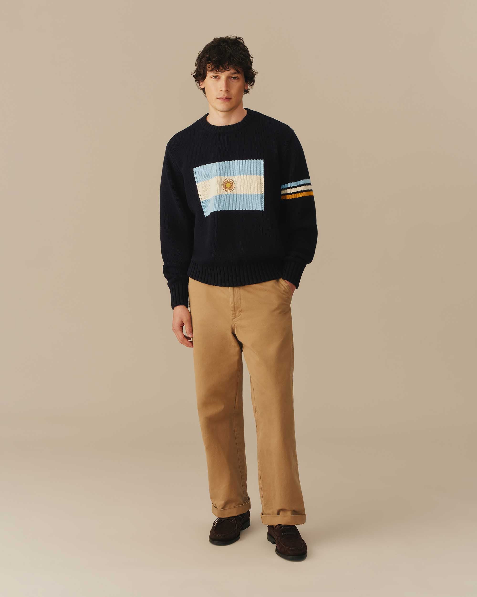 Argentina Flag Crewneck Sweater Navy - Image 2