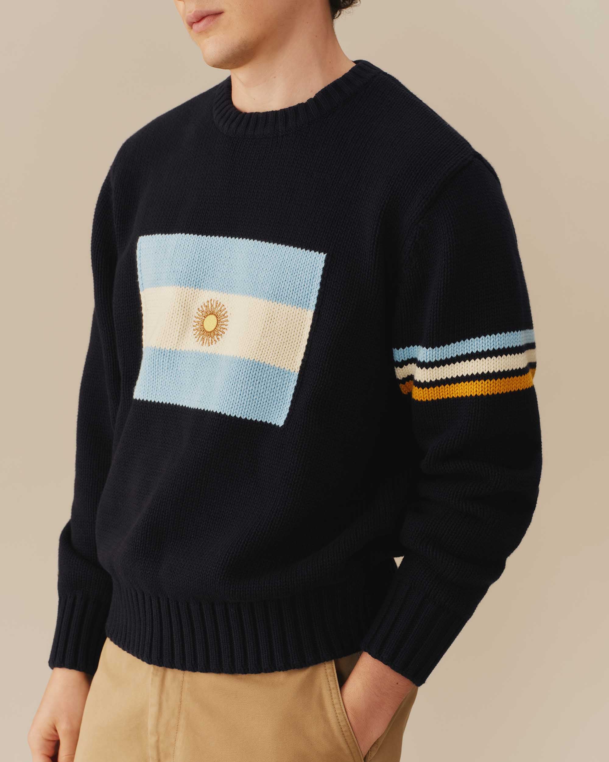 Argentina Flag Crewneck Sweater Navy - Image 4