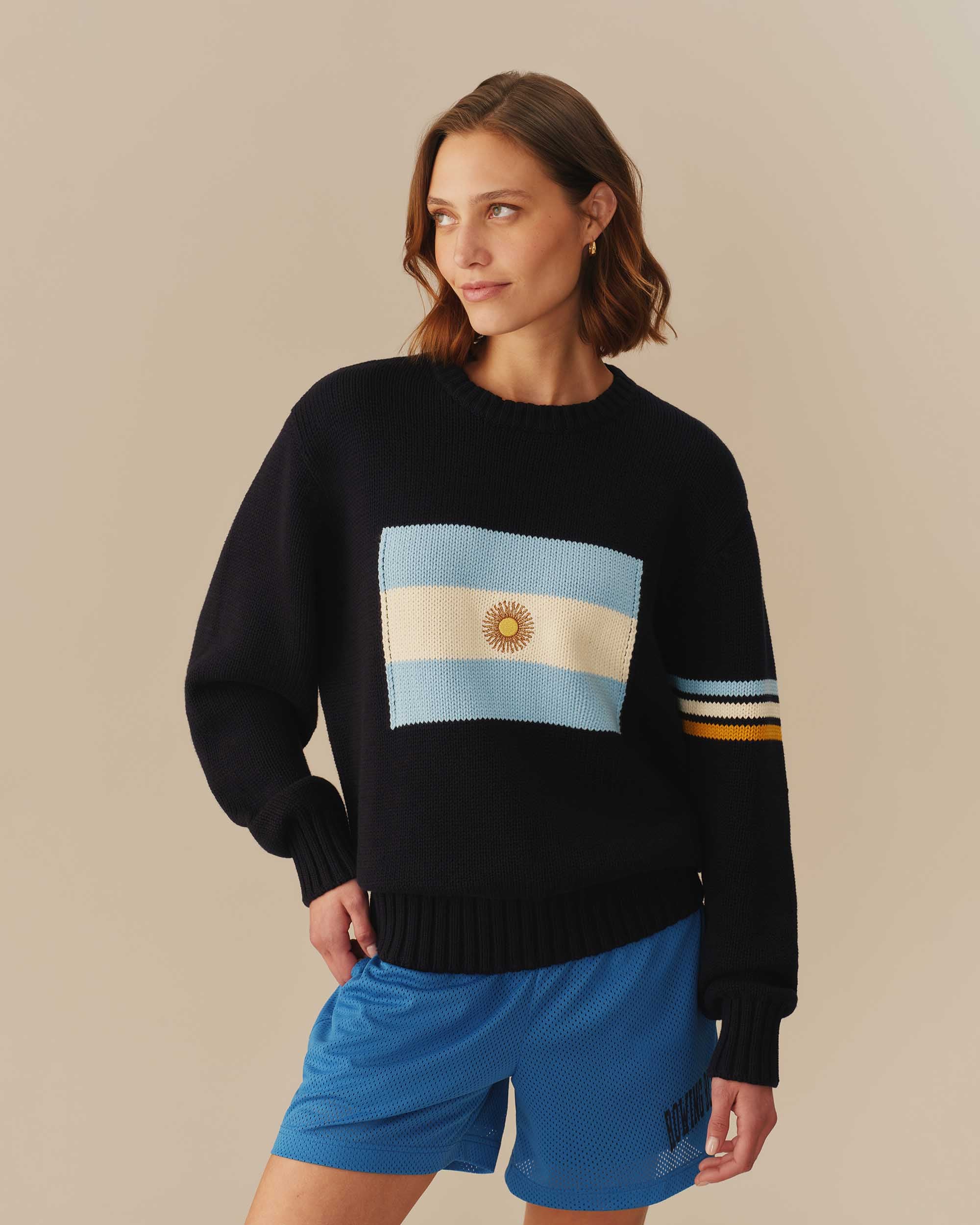 Argentina Flag Crewneck Sweater Navy - Image 6