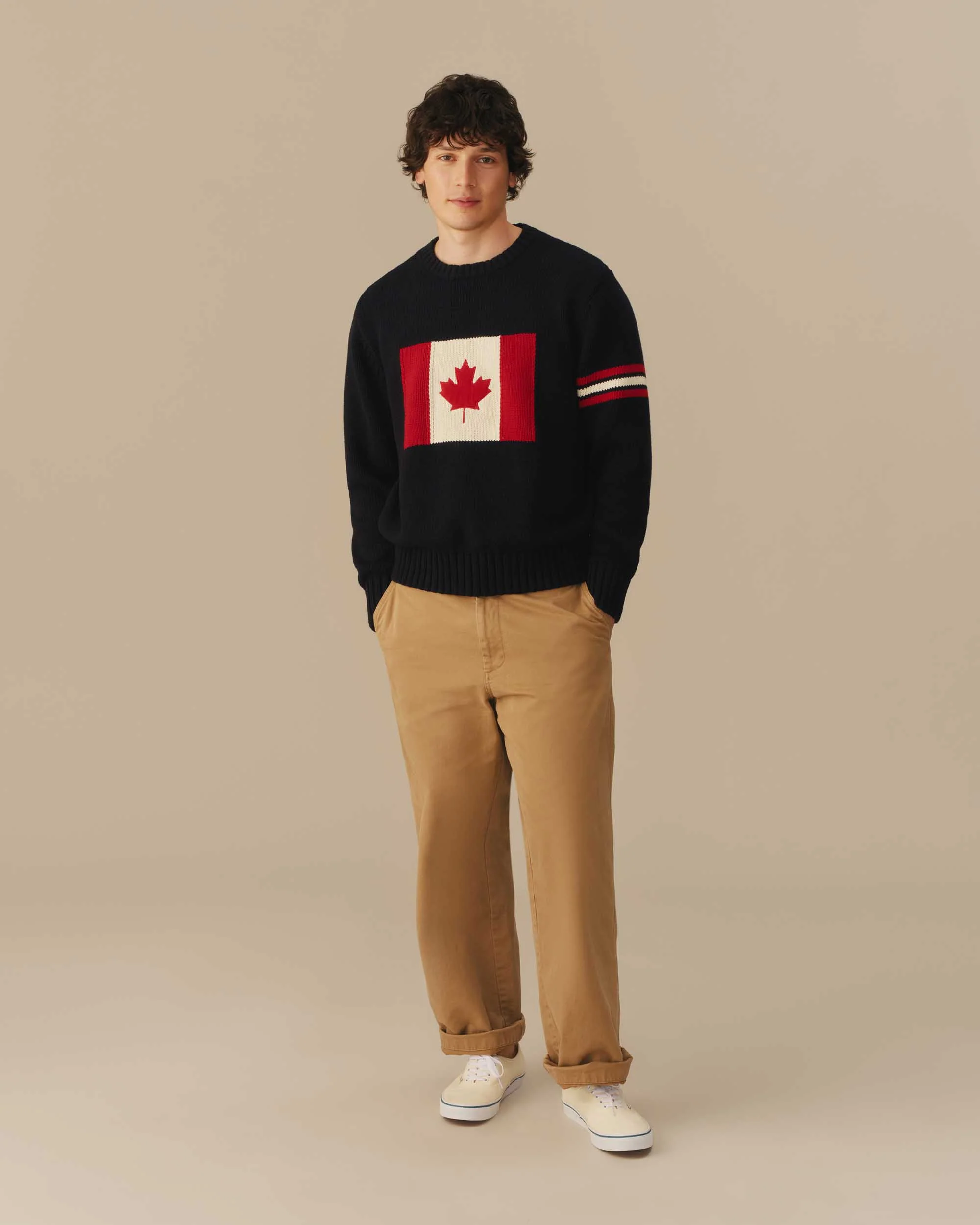 Canada Flag Crewneck Sweater Navy - Image 2