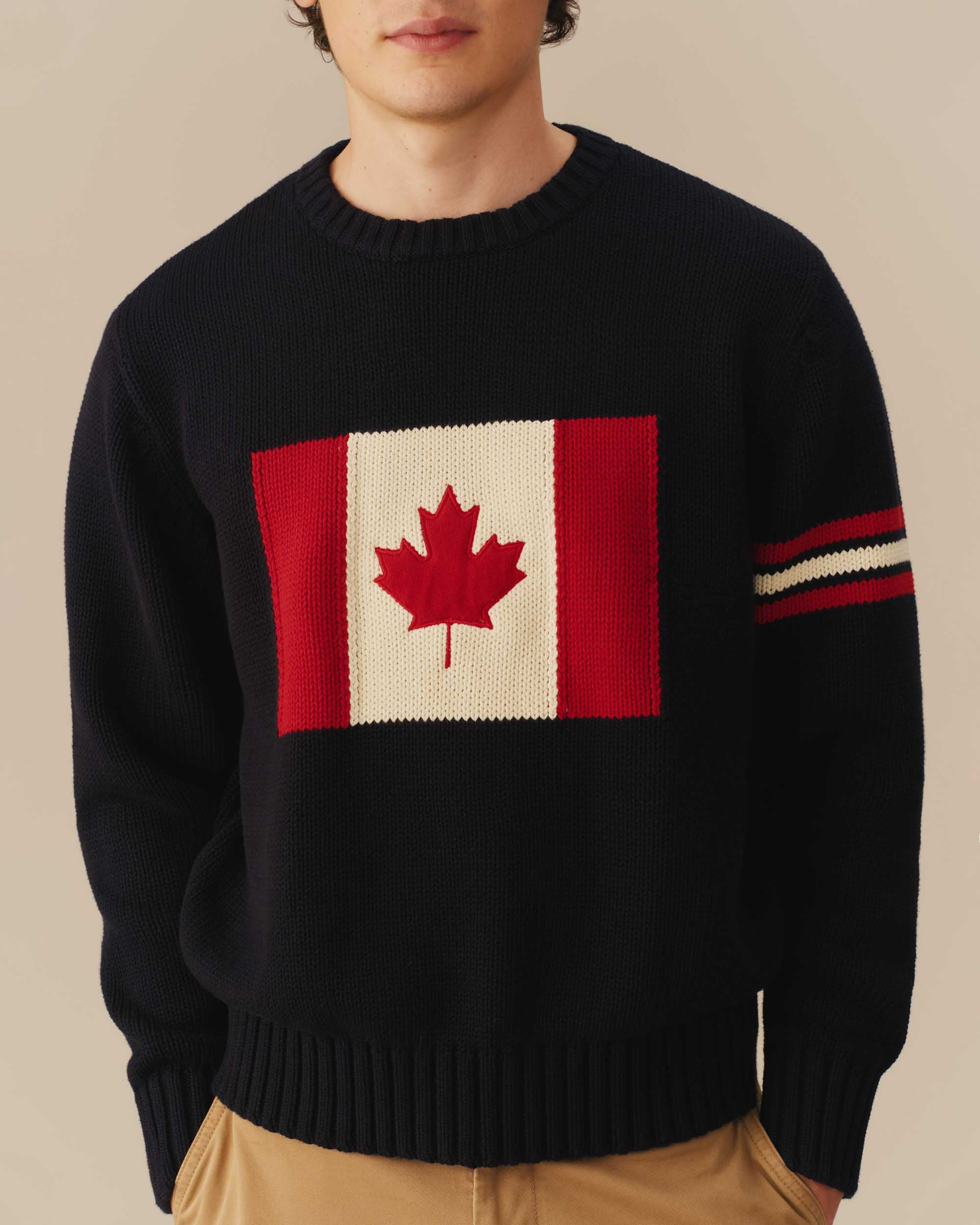 Canada Flag Crewneck Sweater Navy - Image 4