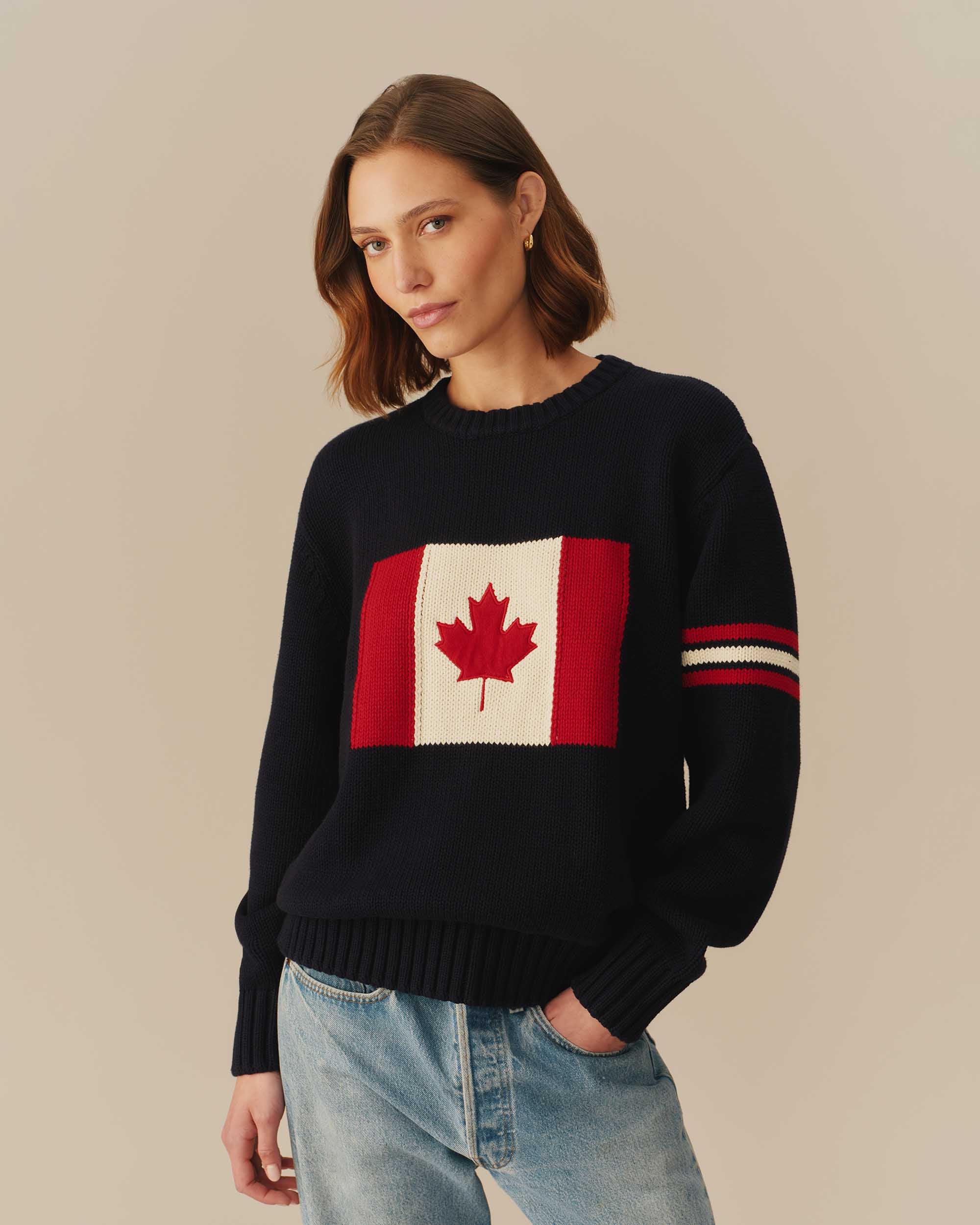 Canada Flag Crewneck Sweater Navy - Image 5