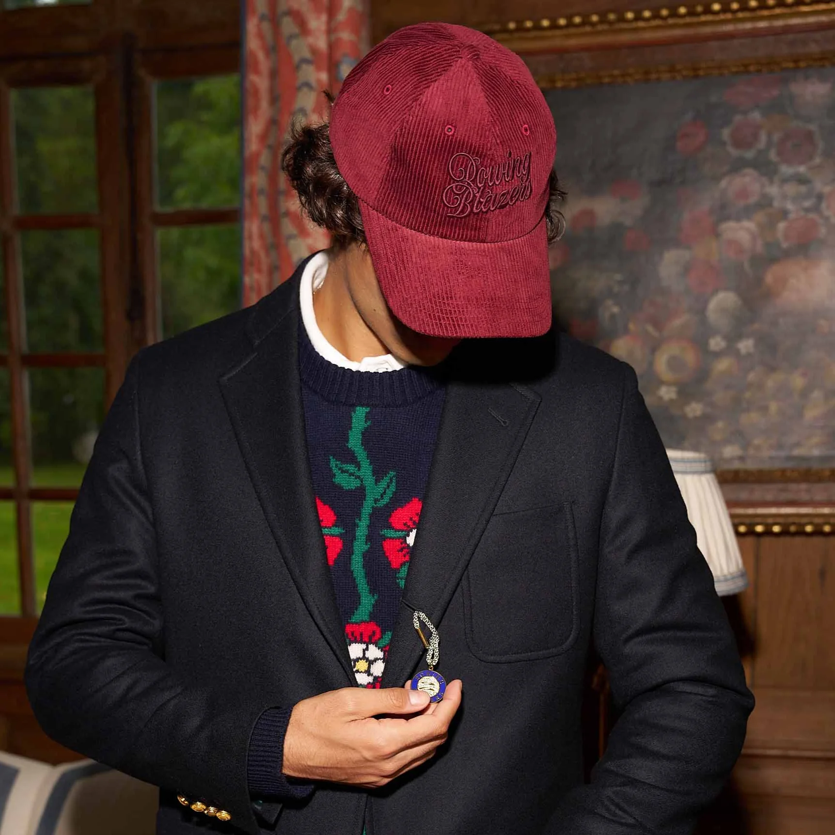 Corduroy Baseball Cap Burgundy - Image 3
