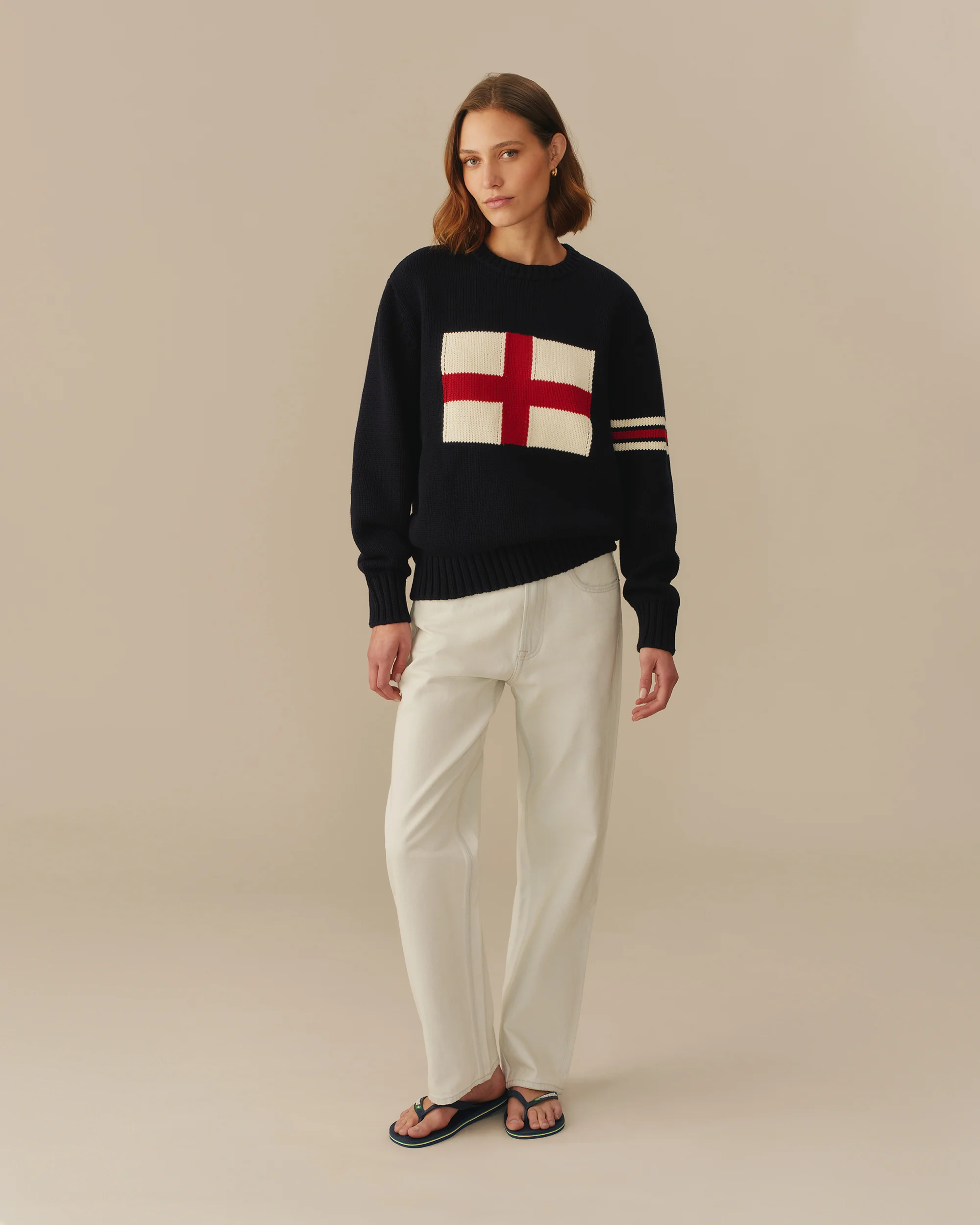 England Flag Crewneck Sweater Navy - Image 3