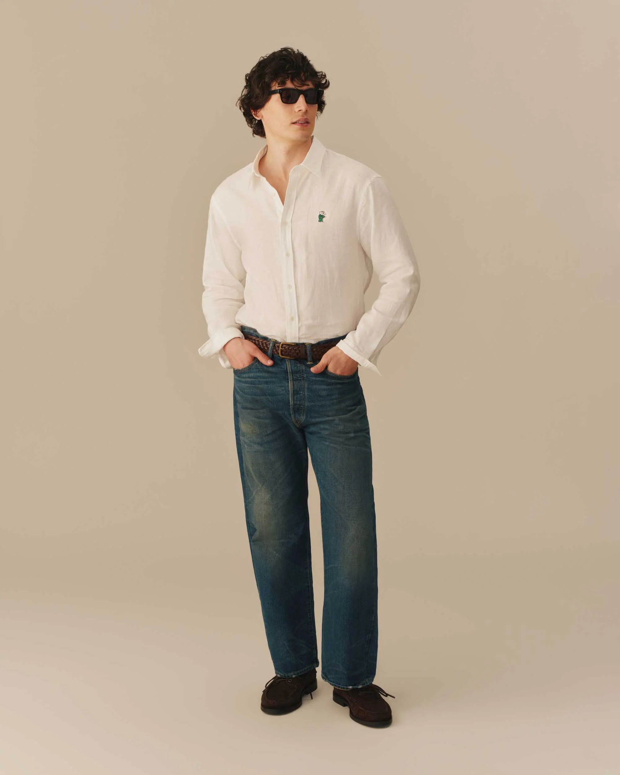 Men’s Relaxed Linen Babar Shirt Cream - Image 2