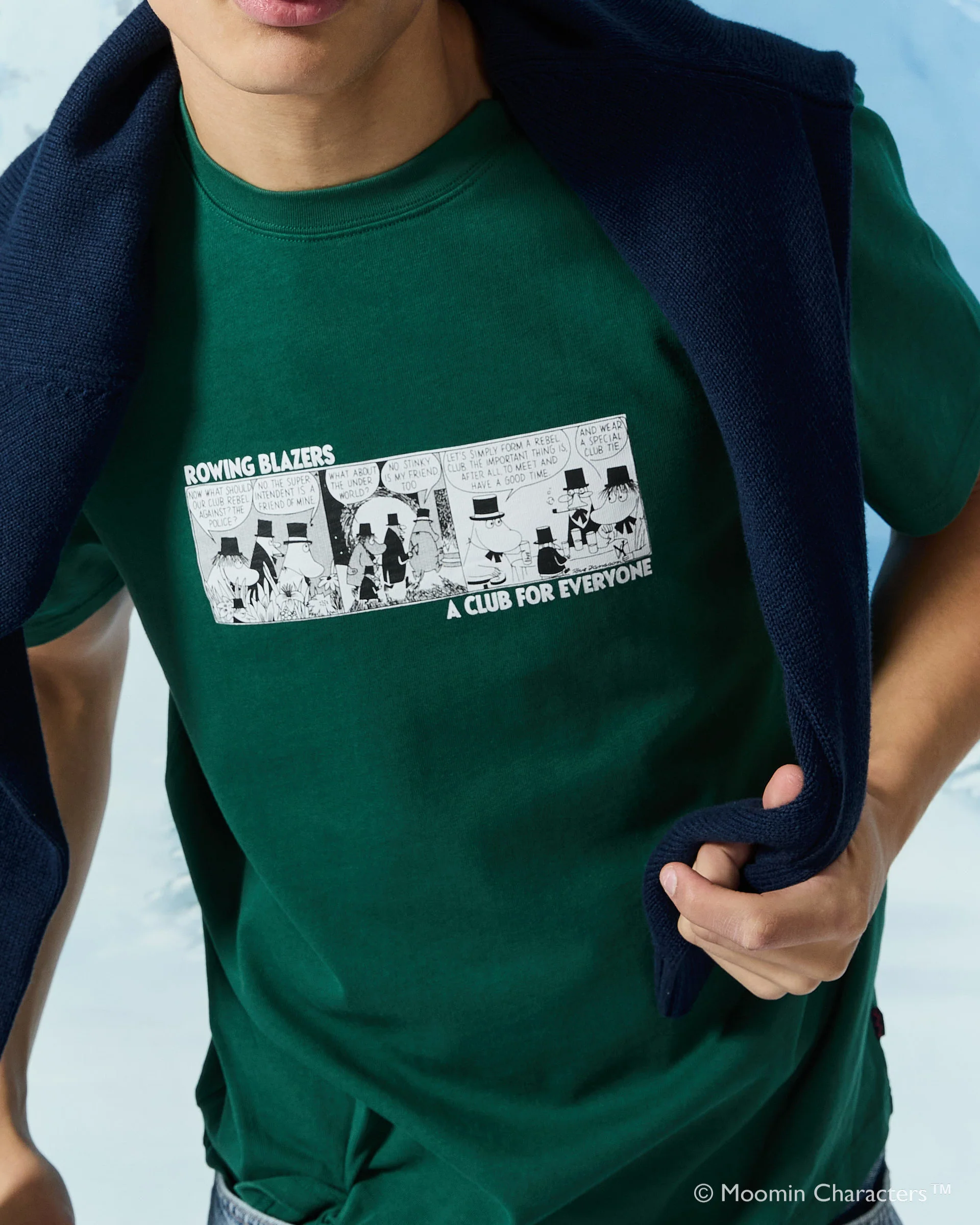 Men’s Moomin Cotton Comic T-Shirt Green - Image 3