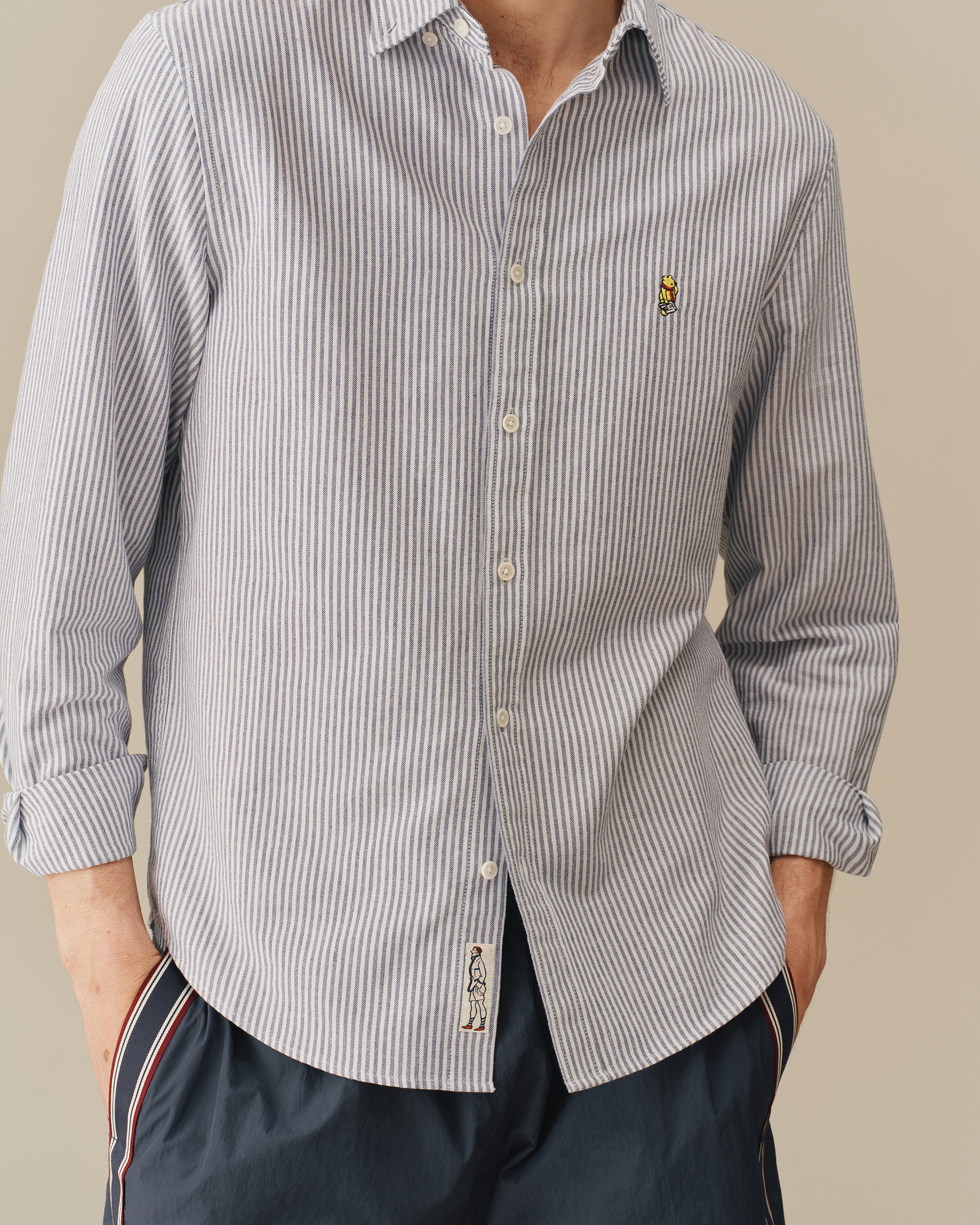 Men’s New Yorker Winnie-the-Pooh Oxford Shirt Navy& White - Image 4