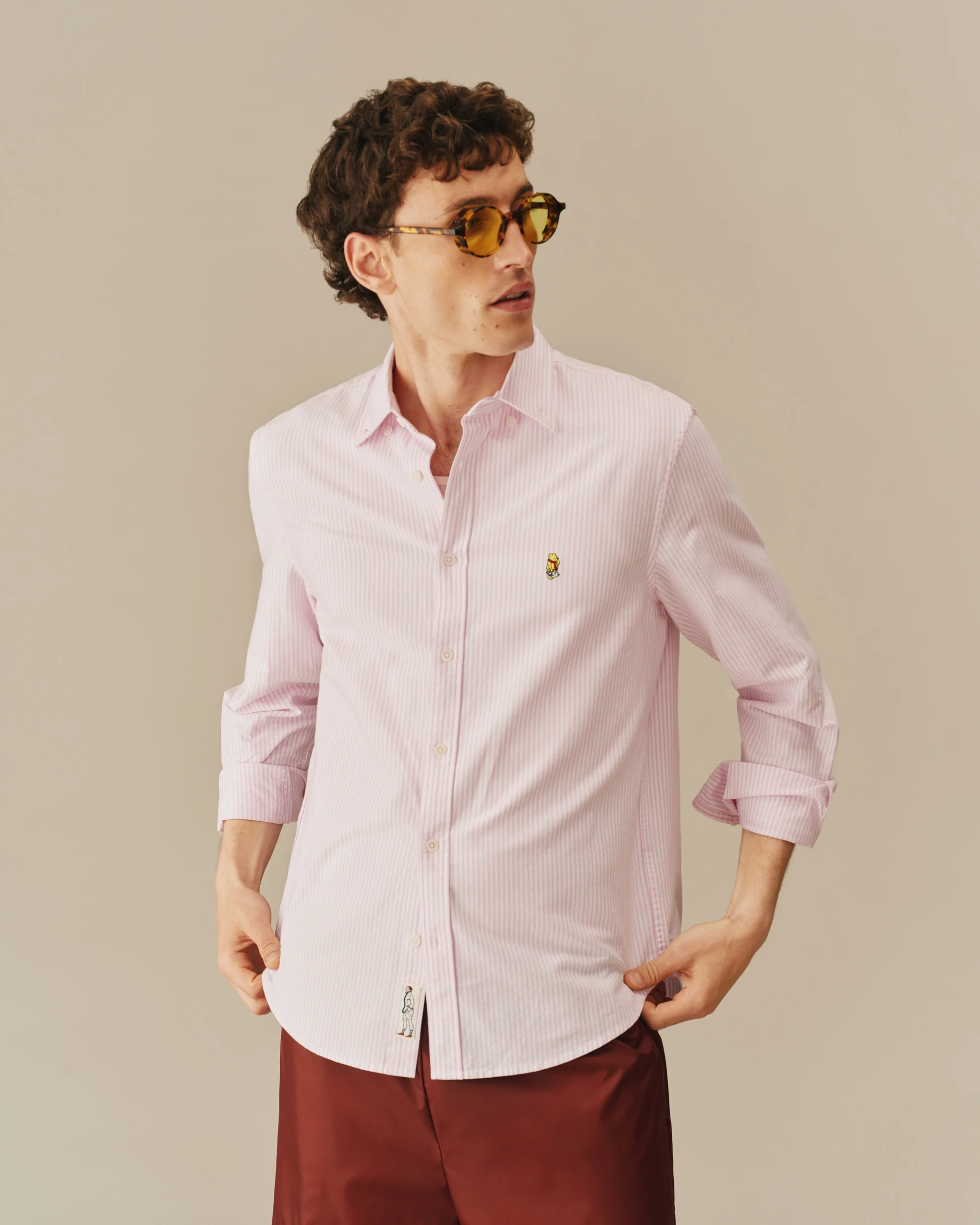 Men’s New Yorker Winnie-the-Pooh Oxford Shirt Pink - Image 6