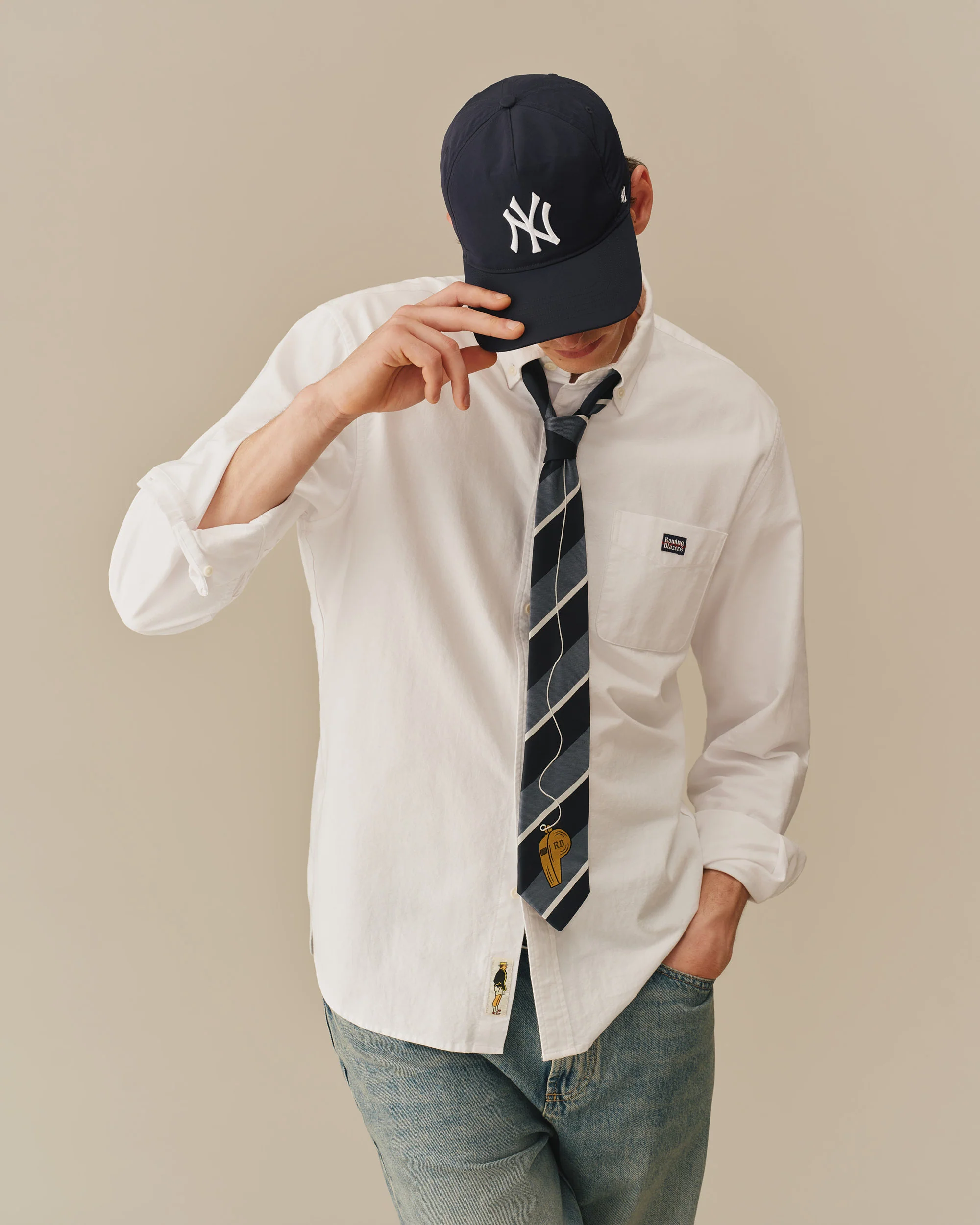 Men’s Stripe Whistle Tie Blue - Image 2