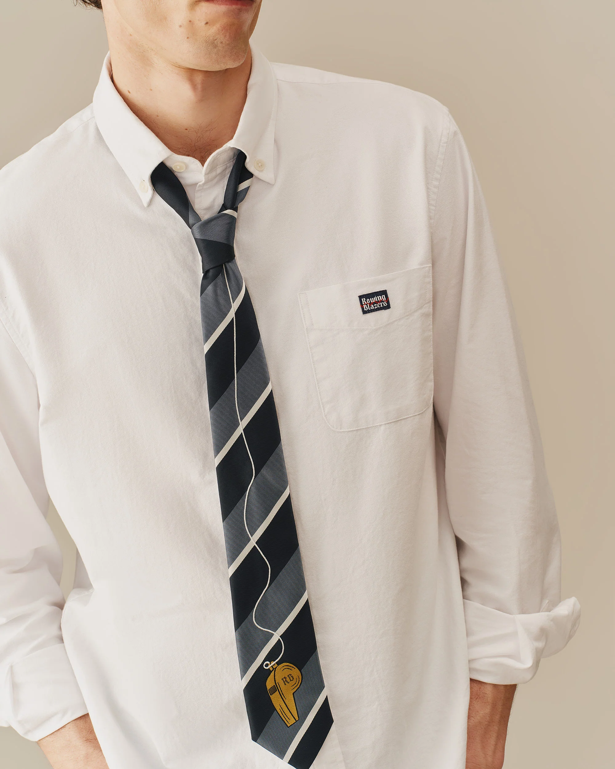Men’s Stripe Whistle Tie Blue - Image 3