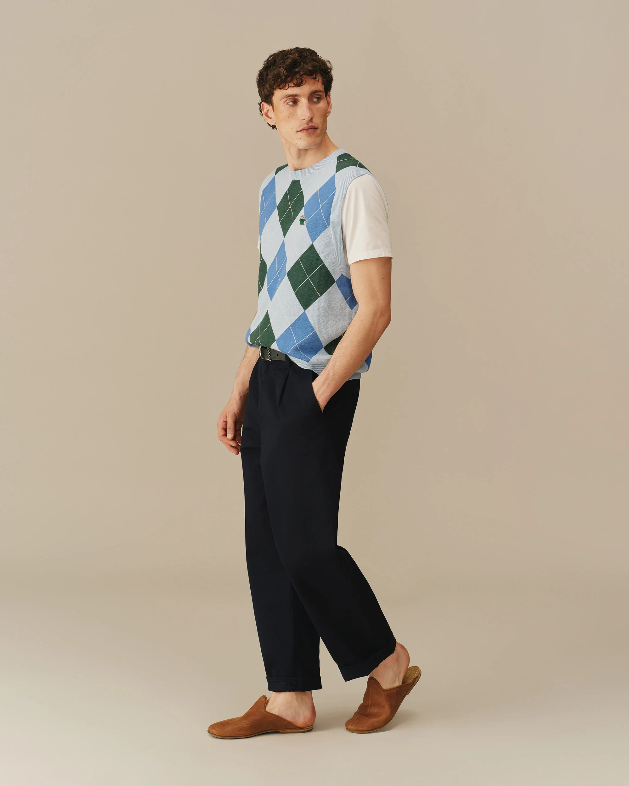 Argyle Babar Sweater Vest Blue & Green - Image 3