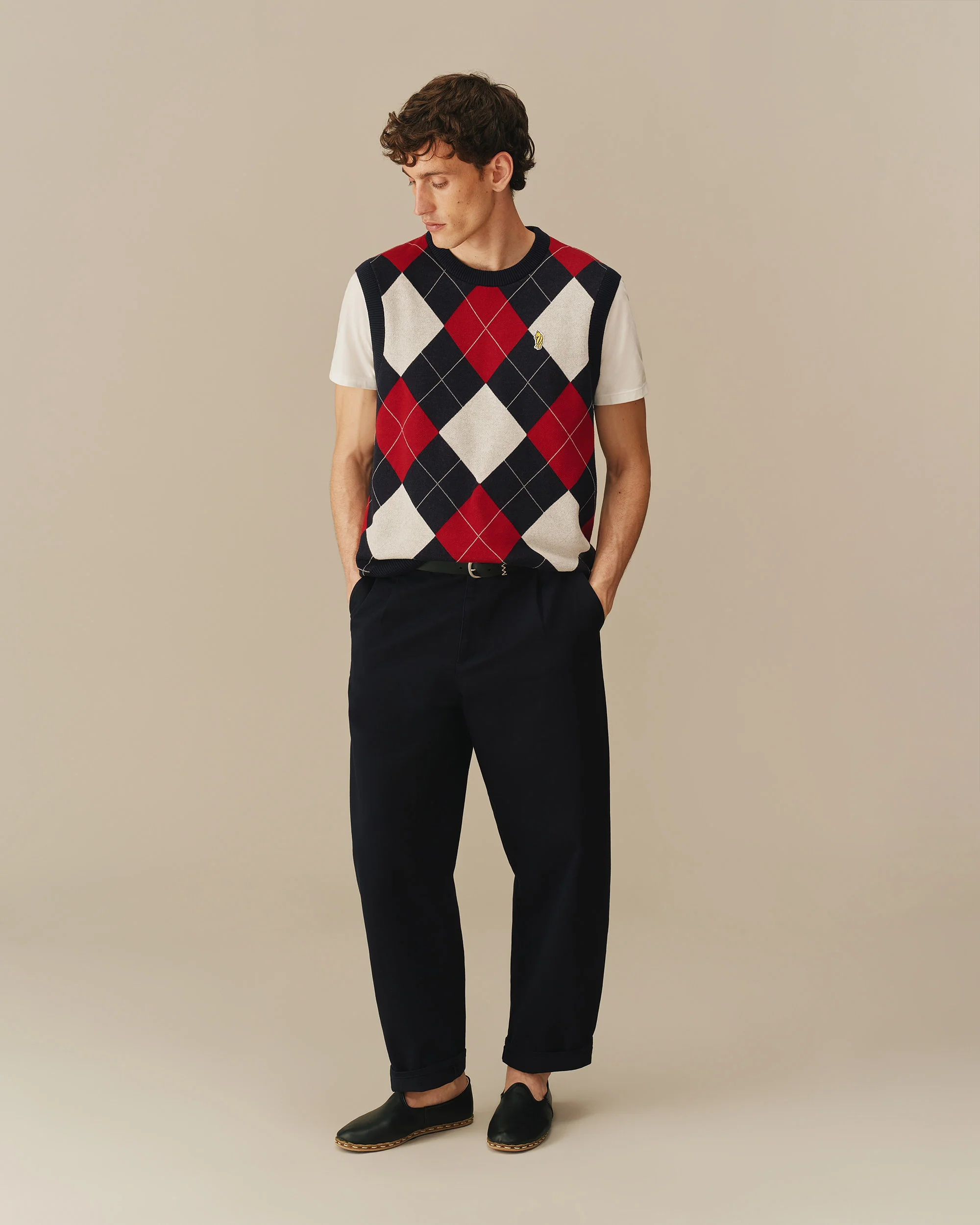Argyle Winnie-the-Pooh Sweater Vest Navy & Red - Image 4