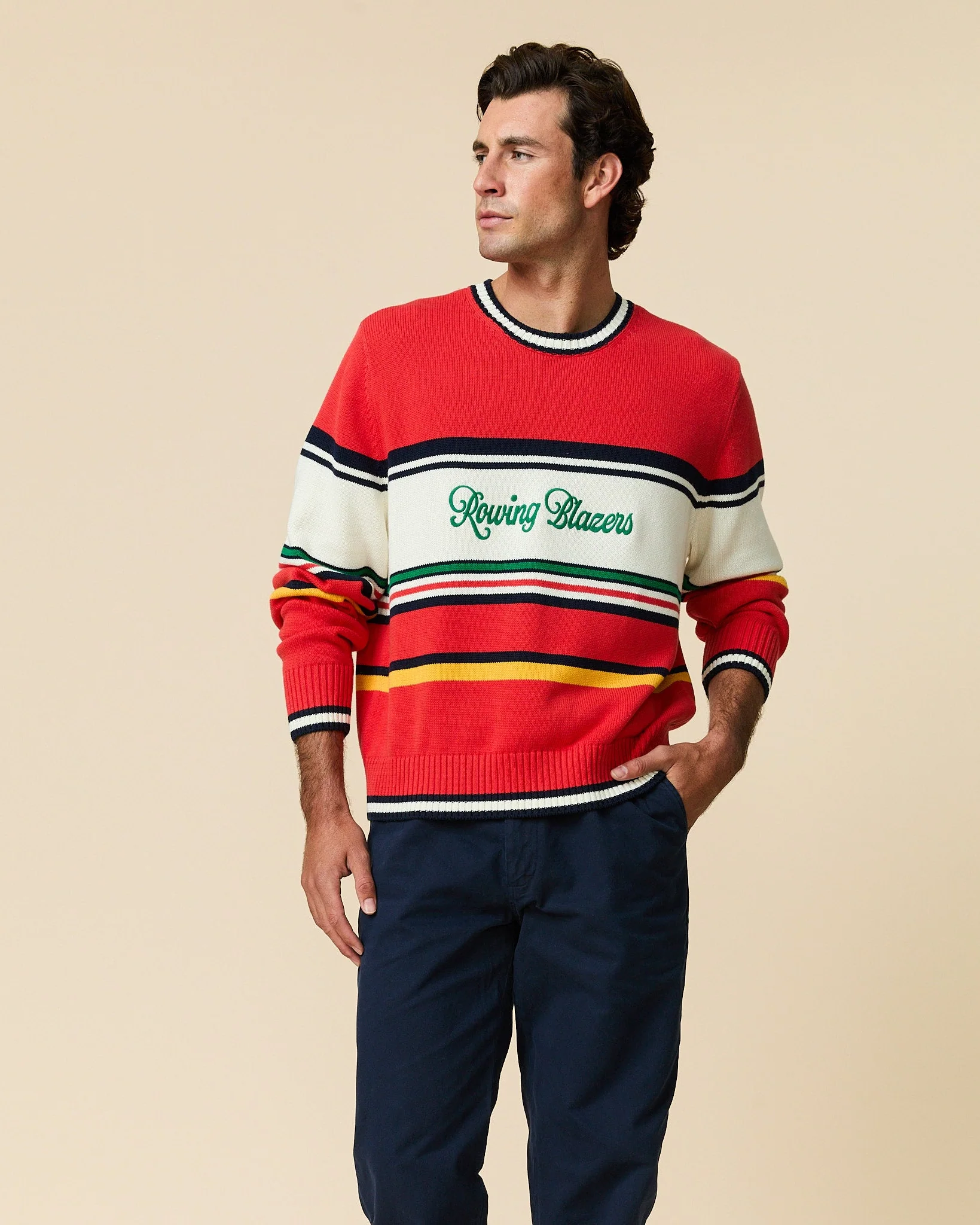 Autumn Striped Cotton Sweater Red - Image 2