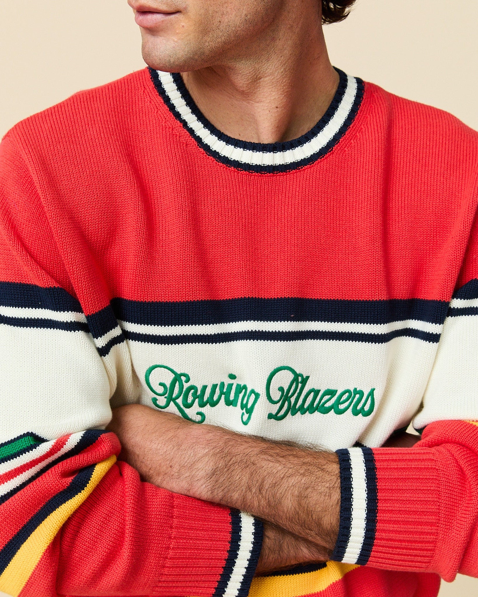 Autumn Striped Cotton Sweater Red - Image 4