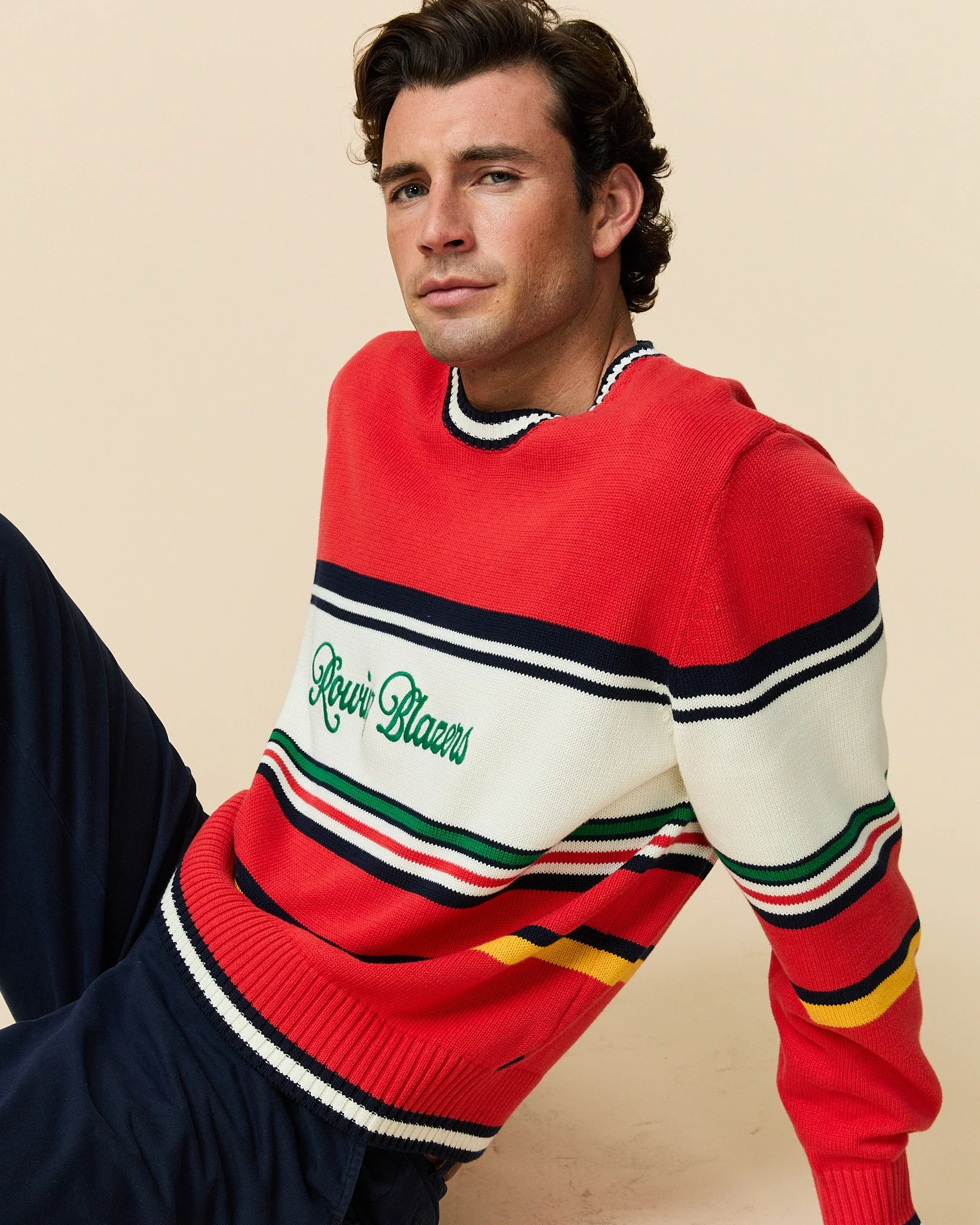 Autumn Striped Cotton Sweater Red - Image 5