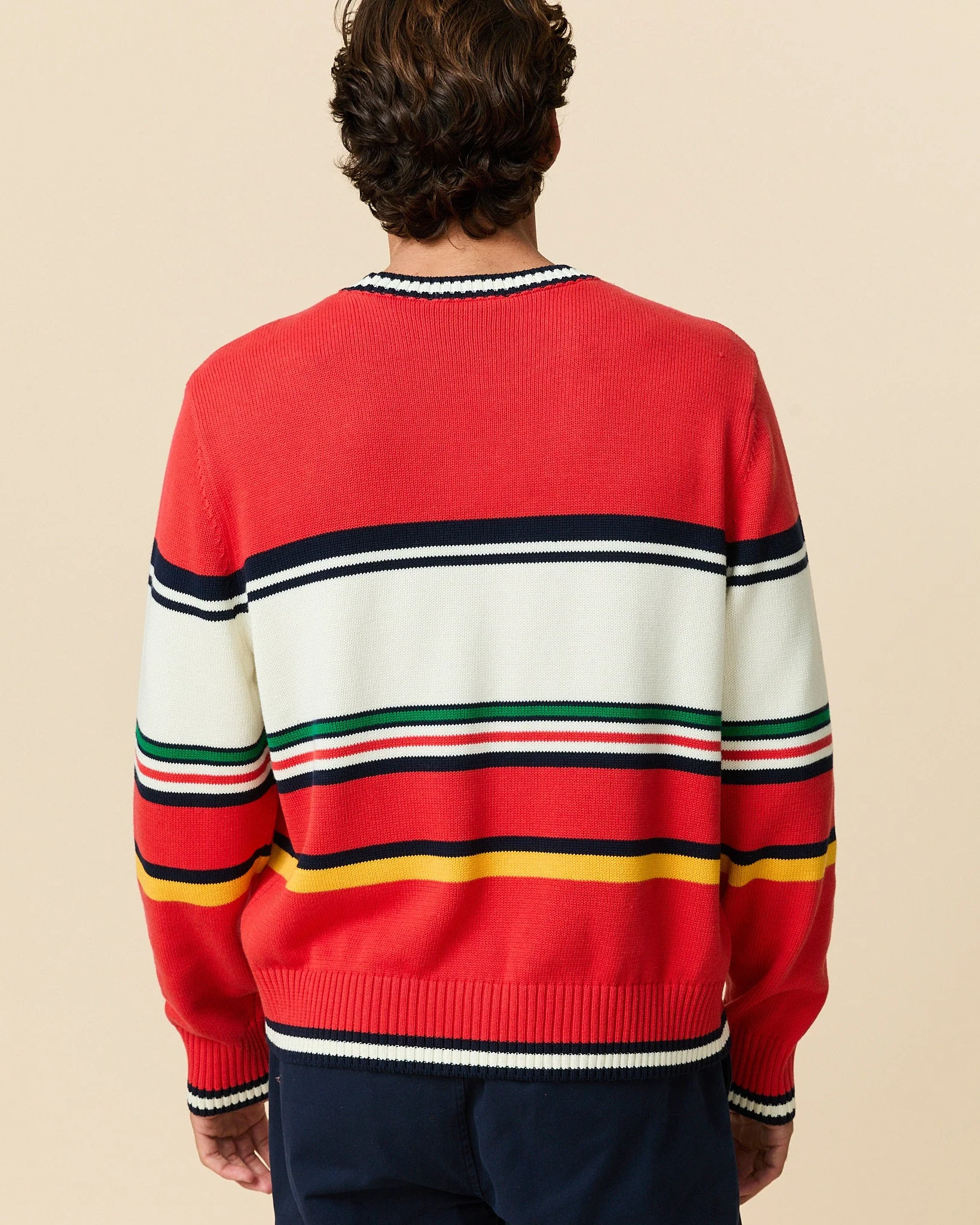Autumn Striped Cotton Sweater Red - Image 6