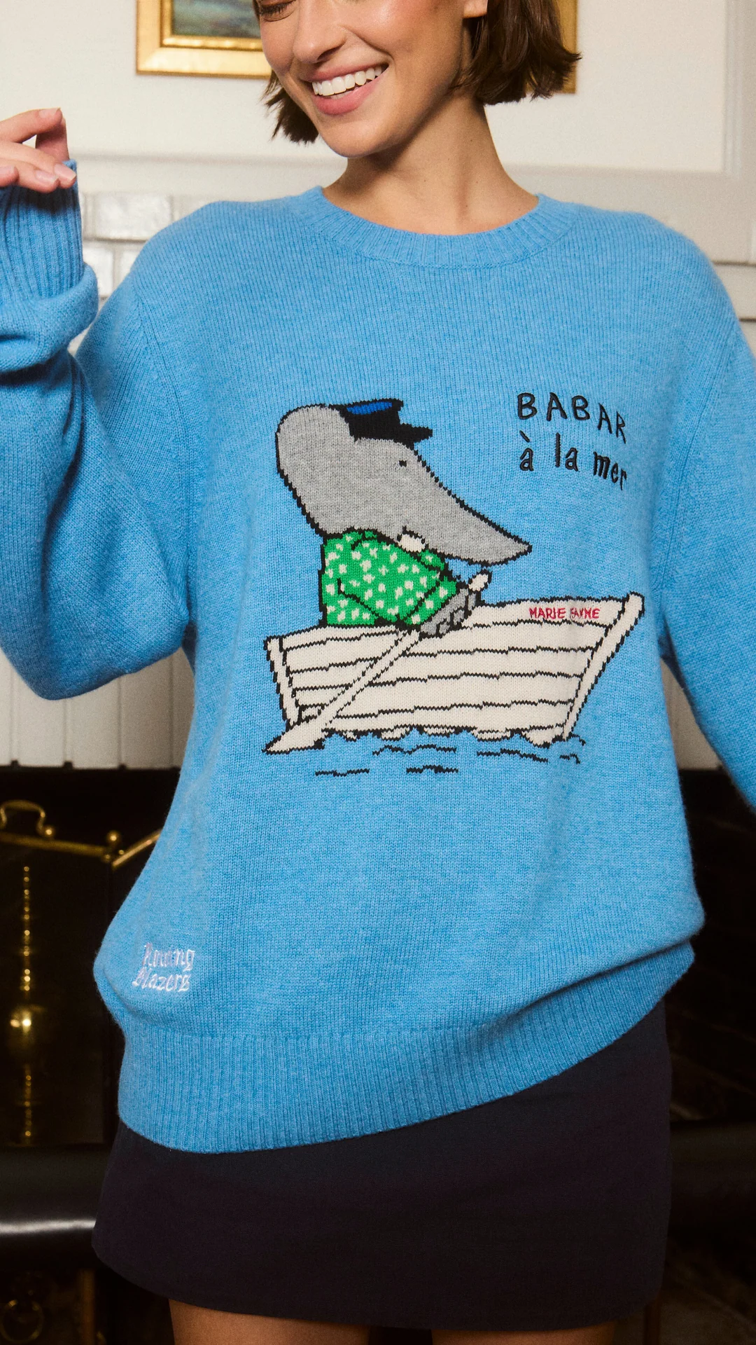 Babar Cashmere Sweater Blue - Image 7