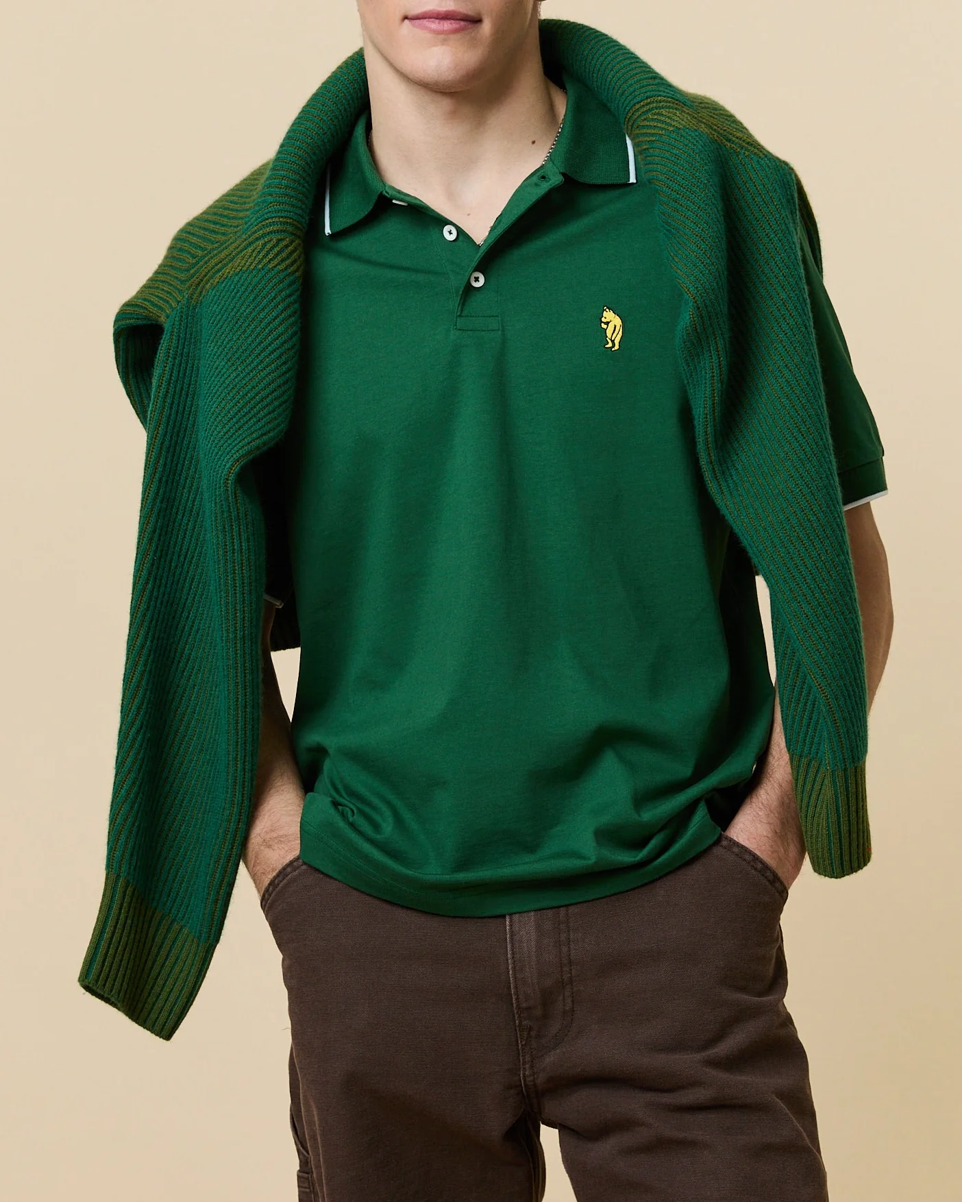 Men's Pooh Double Polo Green - Image 2