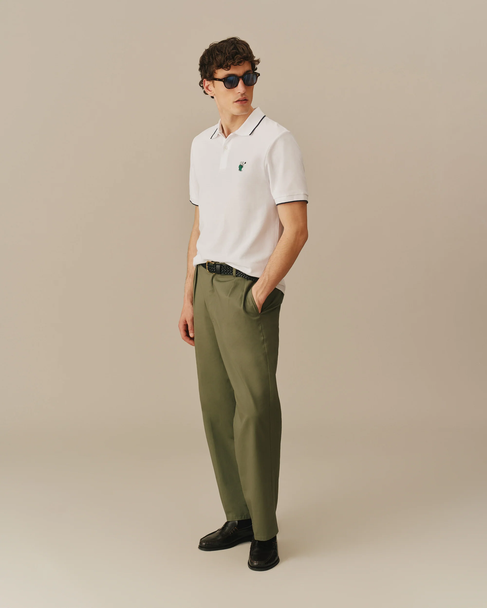 Men's Babar Pique Polo White - Image 4