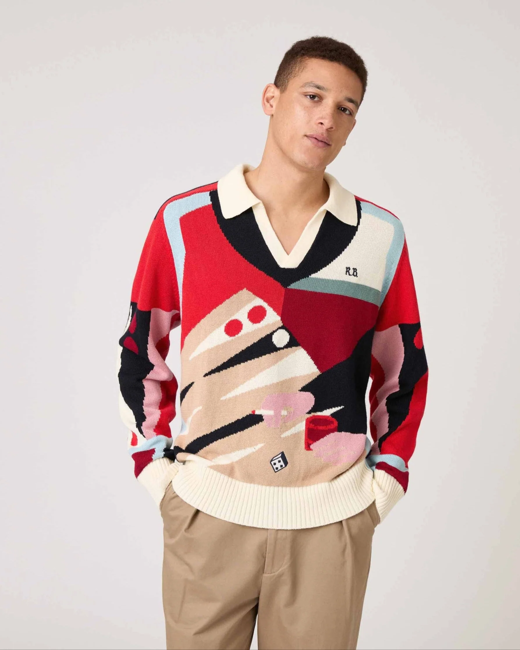 Backgammon Sweater Red Brown Multicolor - Image 2