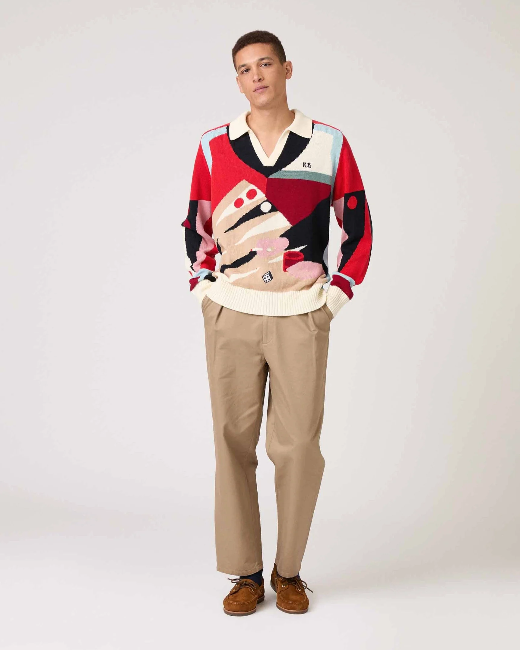 Backgammon Sweater Red Brown Multicolor - Image 6
