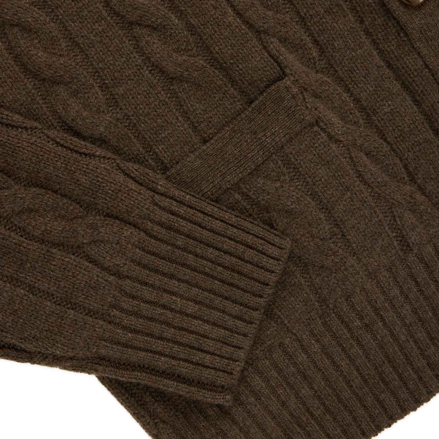 Cashmere Cableknit Cardigan Brown Heather - Image 4