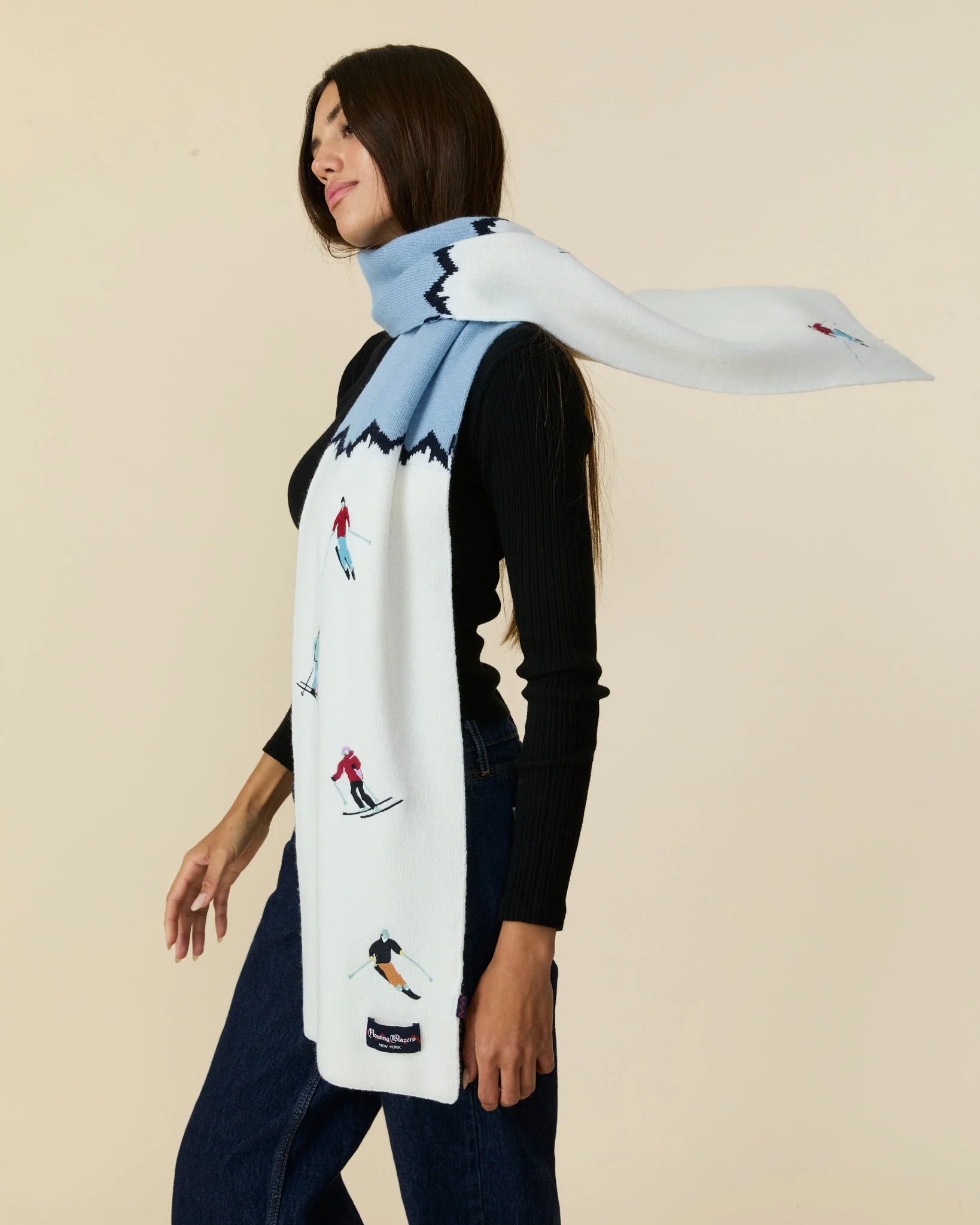 Men's Cashmere Apres Ski Scarf Blue Multi - Image 2