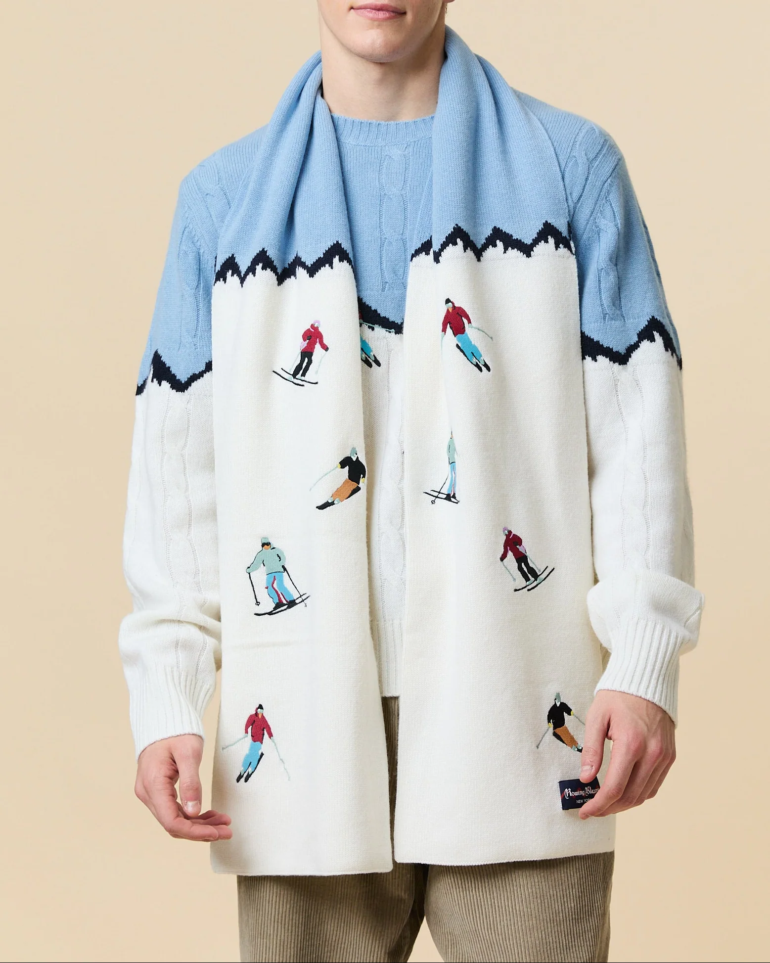 Cashmere Apres Skis Cable Knit Sweater Blue Multi - Image 7