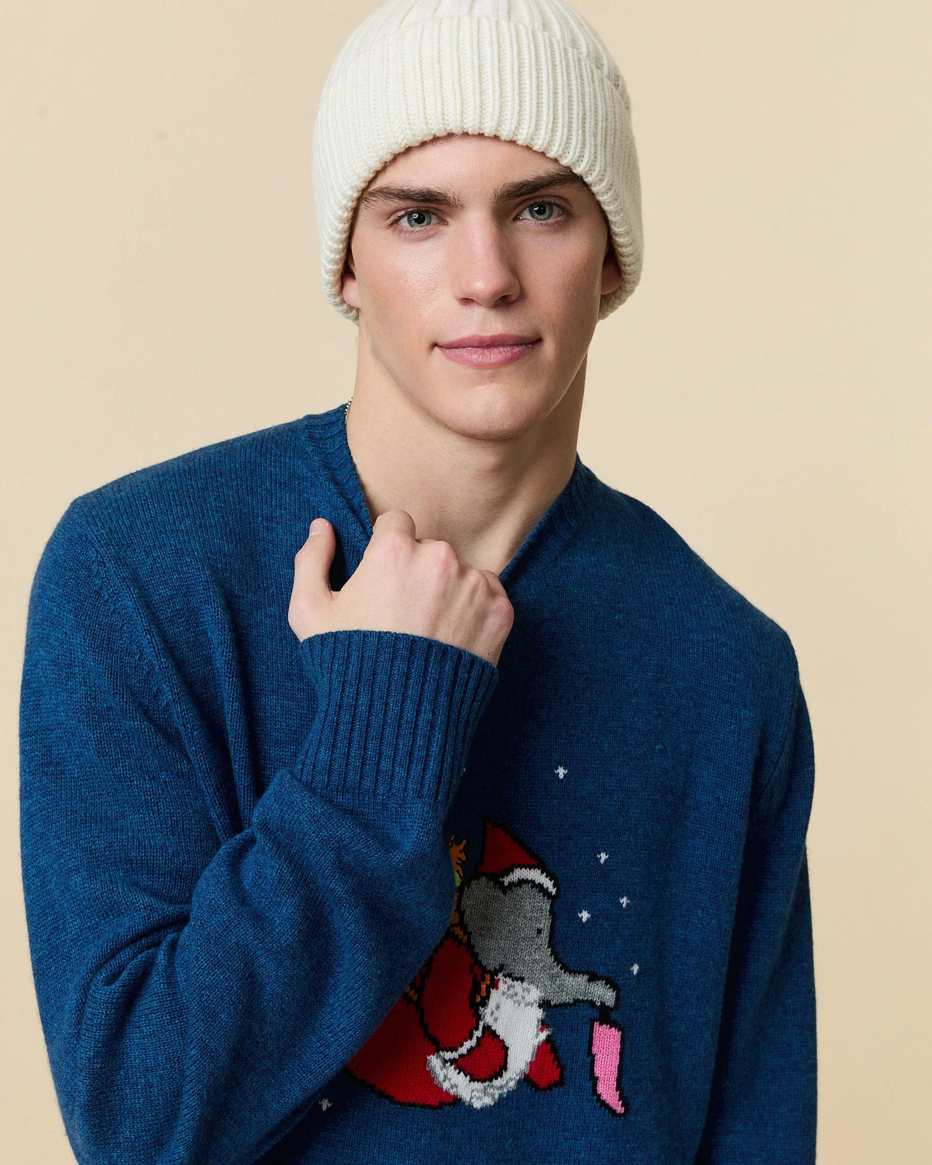 Cashmere Christmas Babar Sweater Blue - Image 3