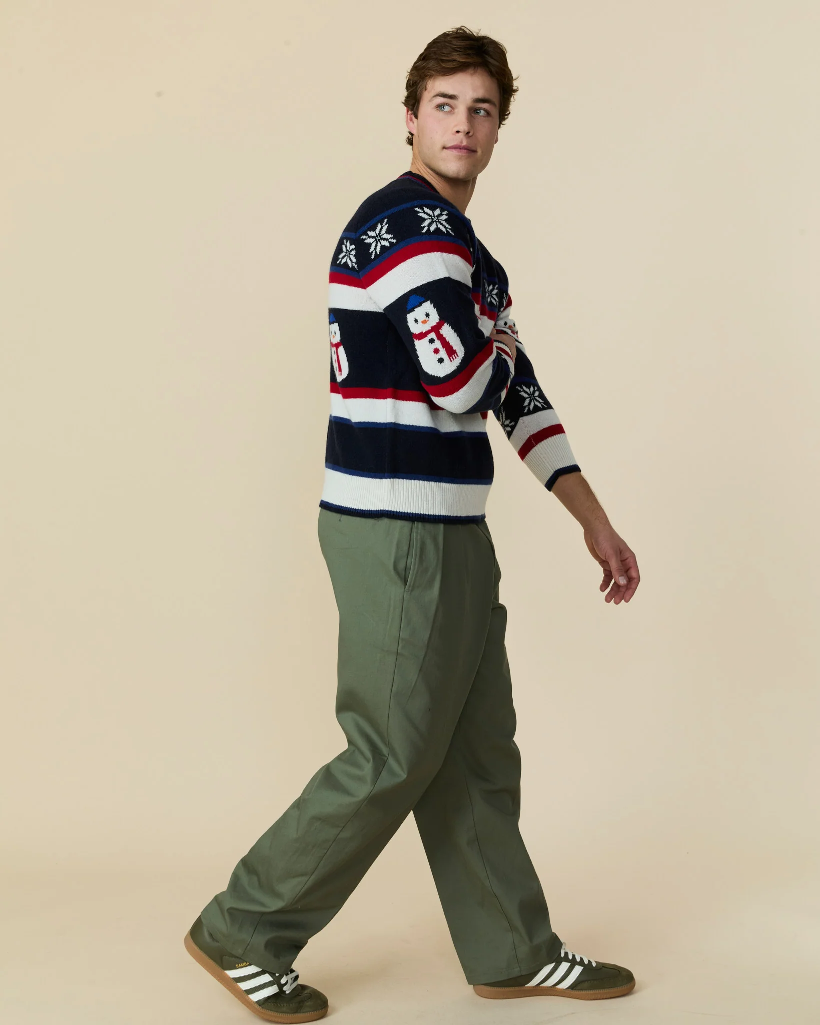Cashmere Fairisle Snowman Sweater Navy Multi - Image 4