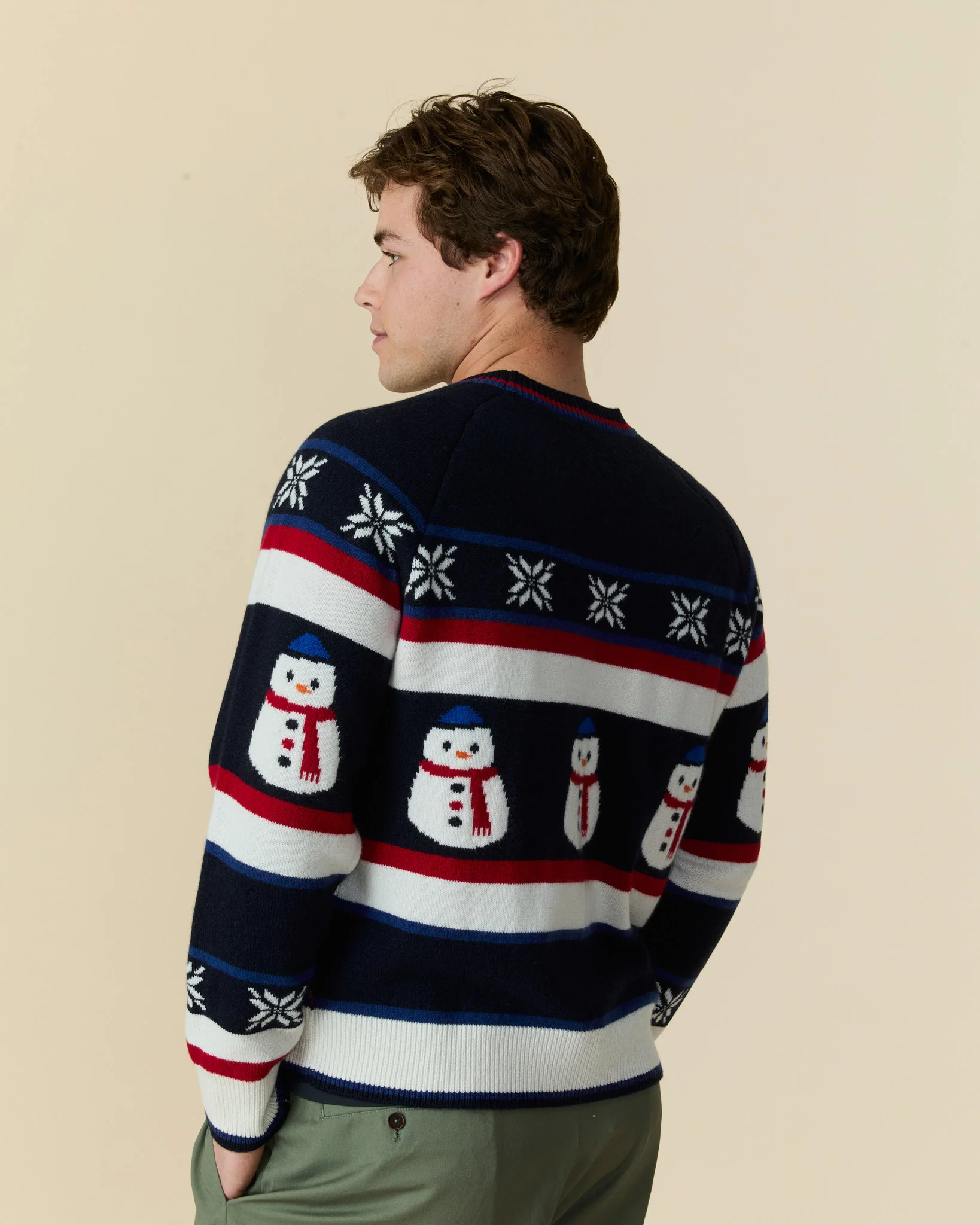 Cashmere Fairisle Snowman Sweater Navy Multi - Image 5