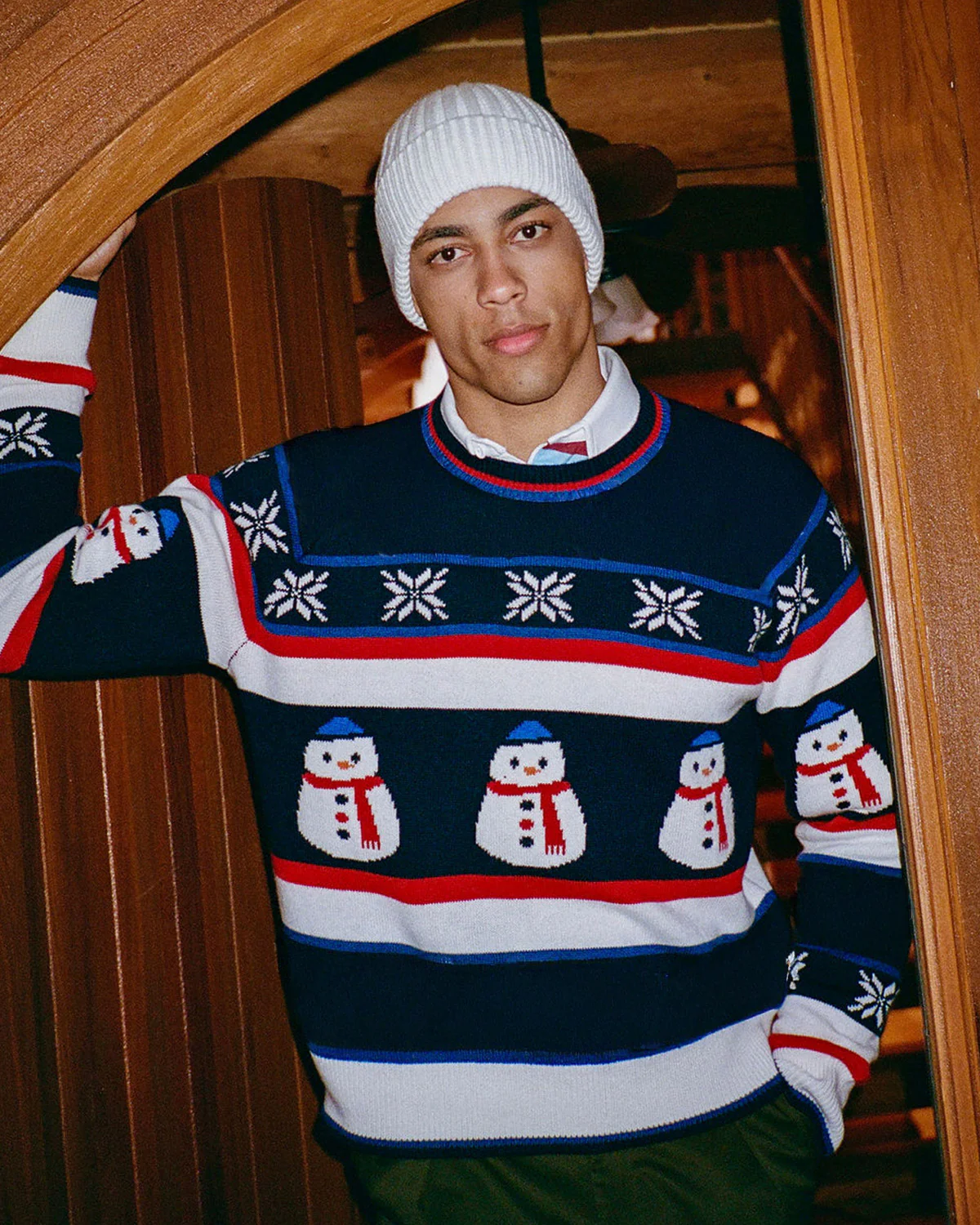 Cashmere Fairisle Snowman Sweater Navy Multi - Image 6