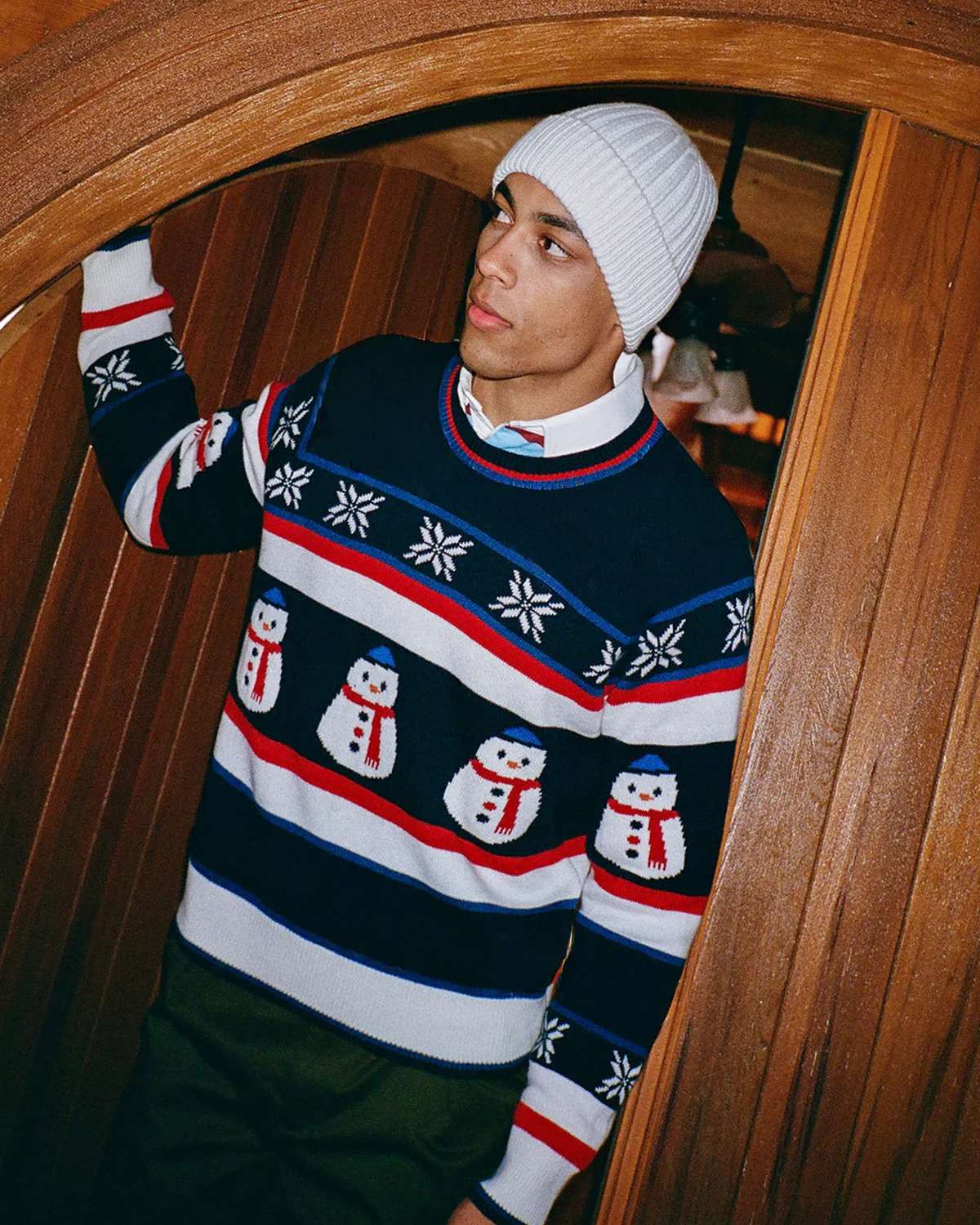 Cashmere Fairisle Snowman Sweater Navy Multi - Image 8