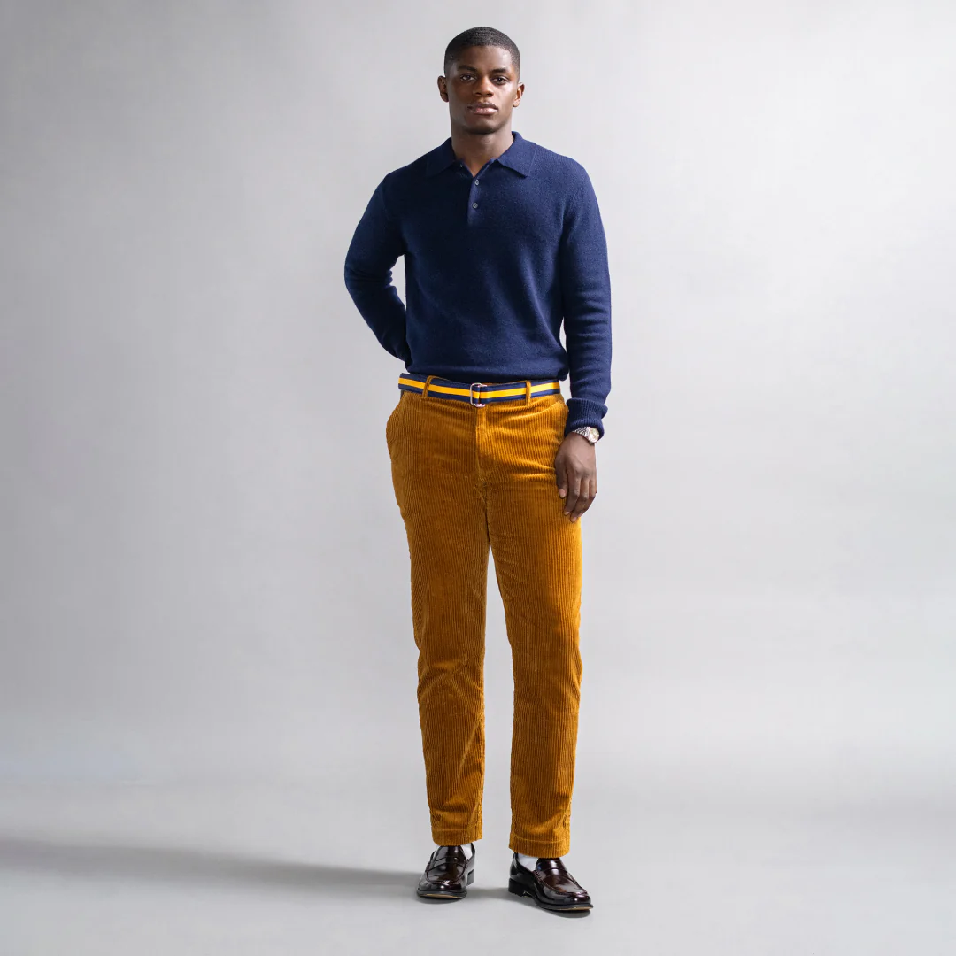 Cashmere Long Sleeve Sweater Polo Navy - Image 3