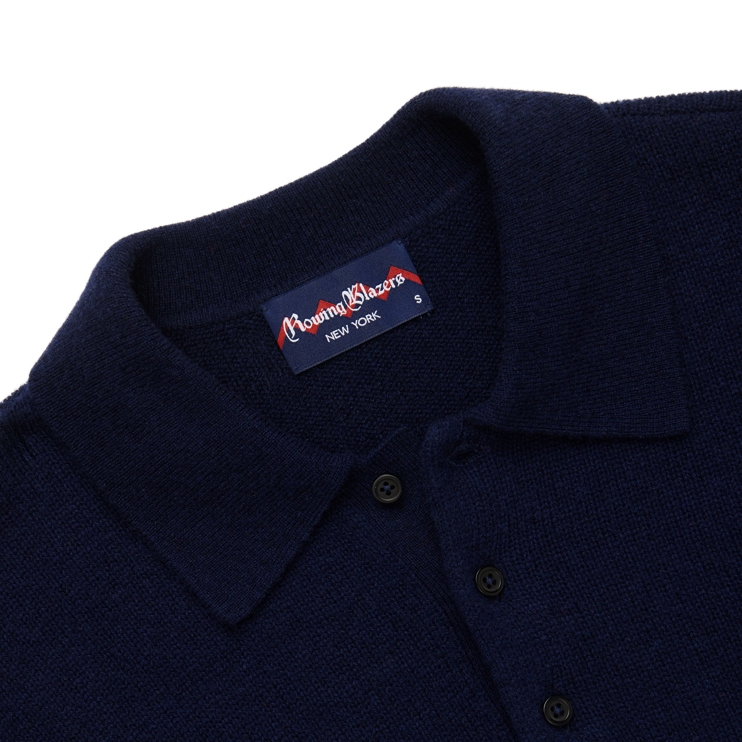 Cashmere Long Sleeve Sweater Polo Navy - Image 4