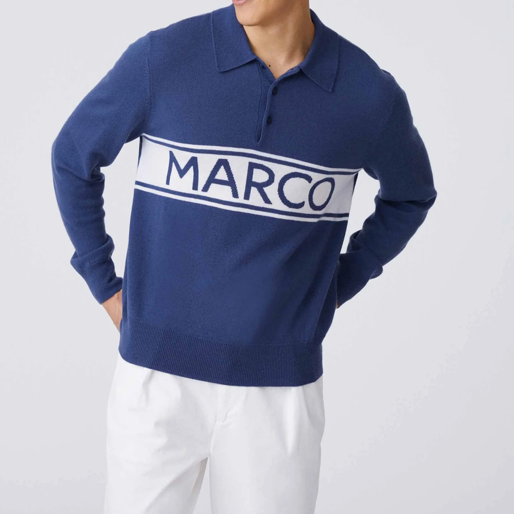 Cashmere Marco Polo Sweater Blue - Image 7