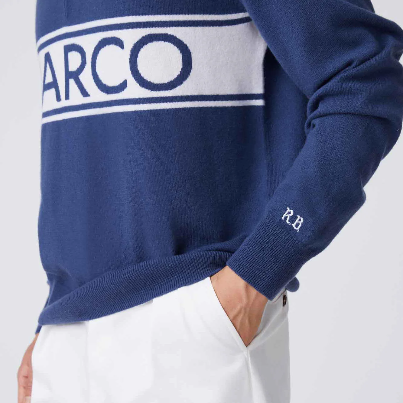 Cashmere Marco Polo Sweater Blue - Image 8