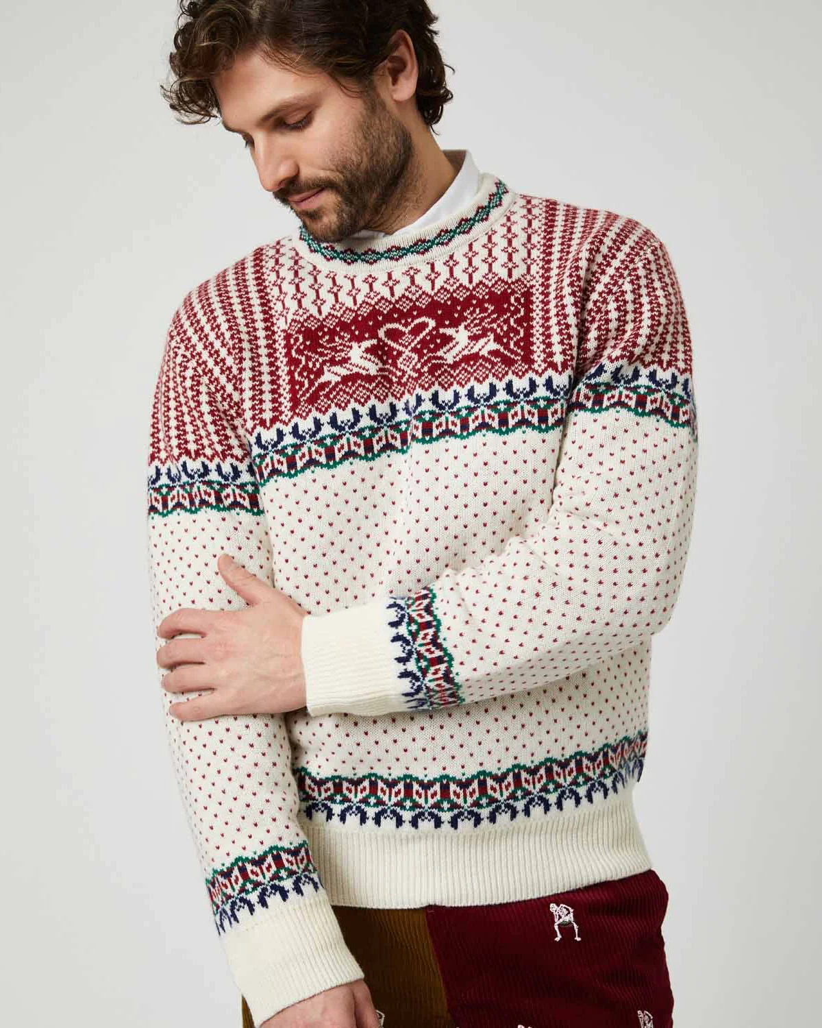 Cashmere Nordic Fairisle Sweater Cream - Image 3