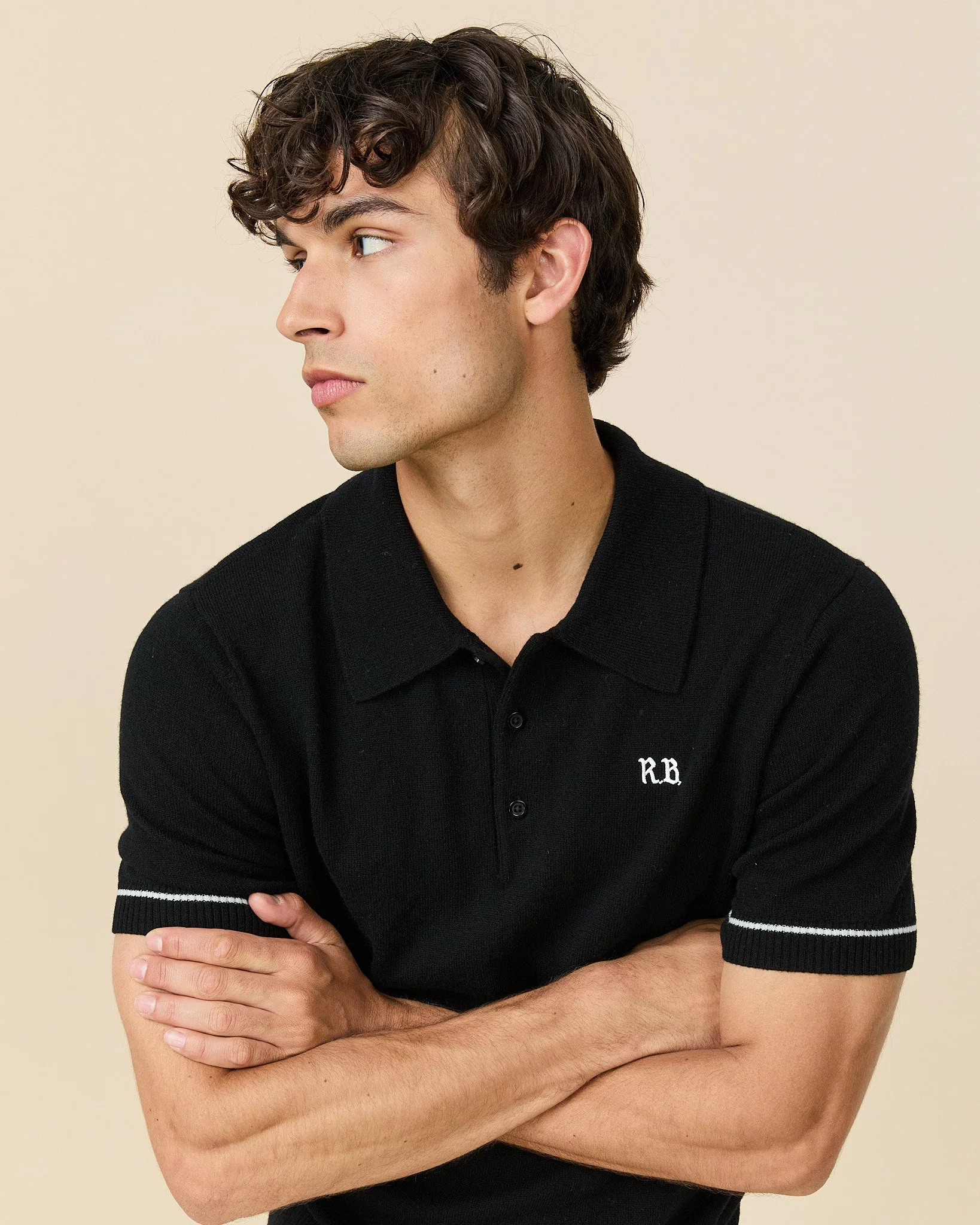 Cashmere Short Sleeve Polo Black - Image 2