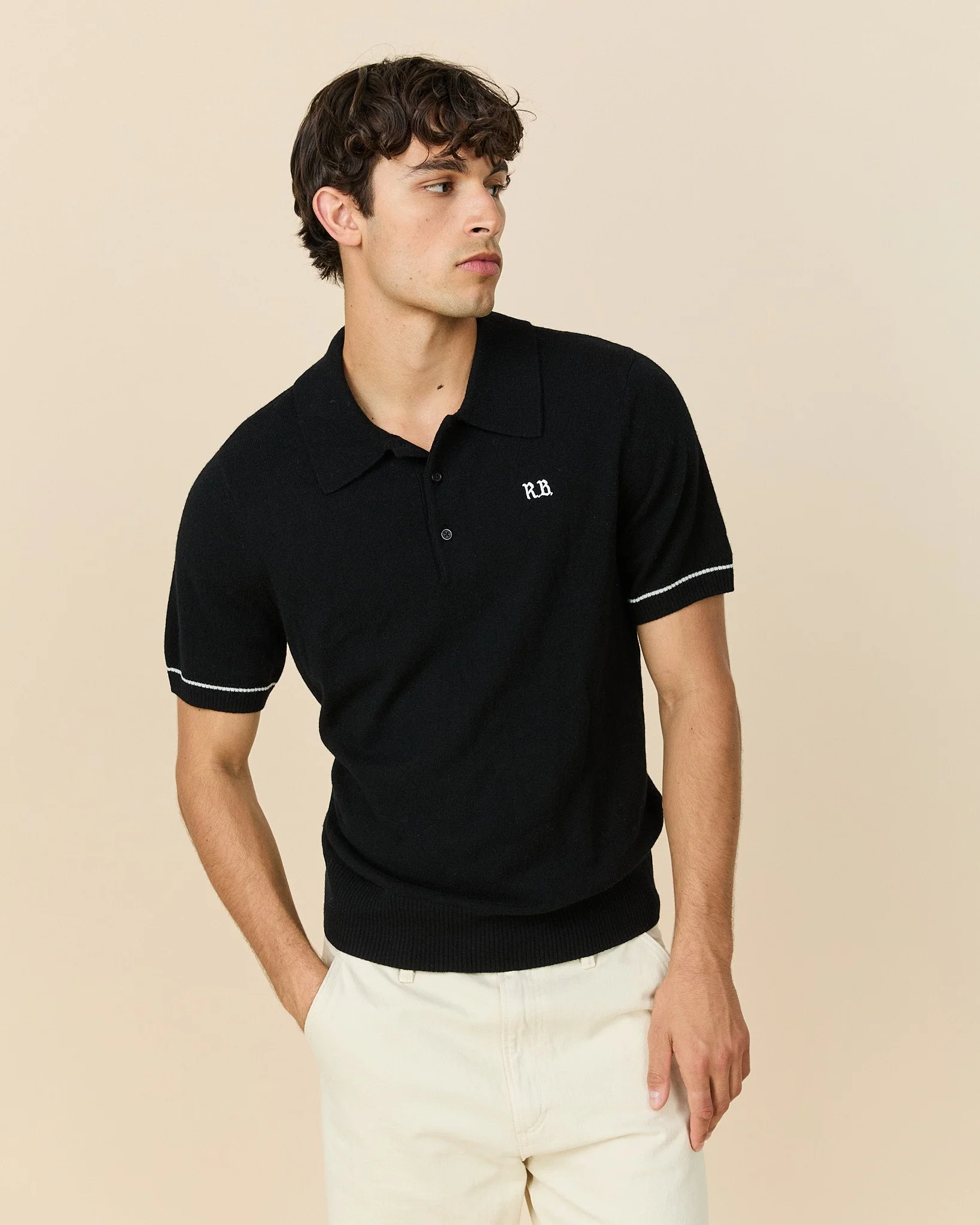 Cashmere Short Sleeve Polo Black - Image 3