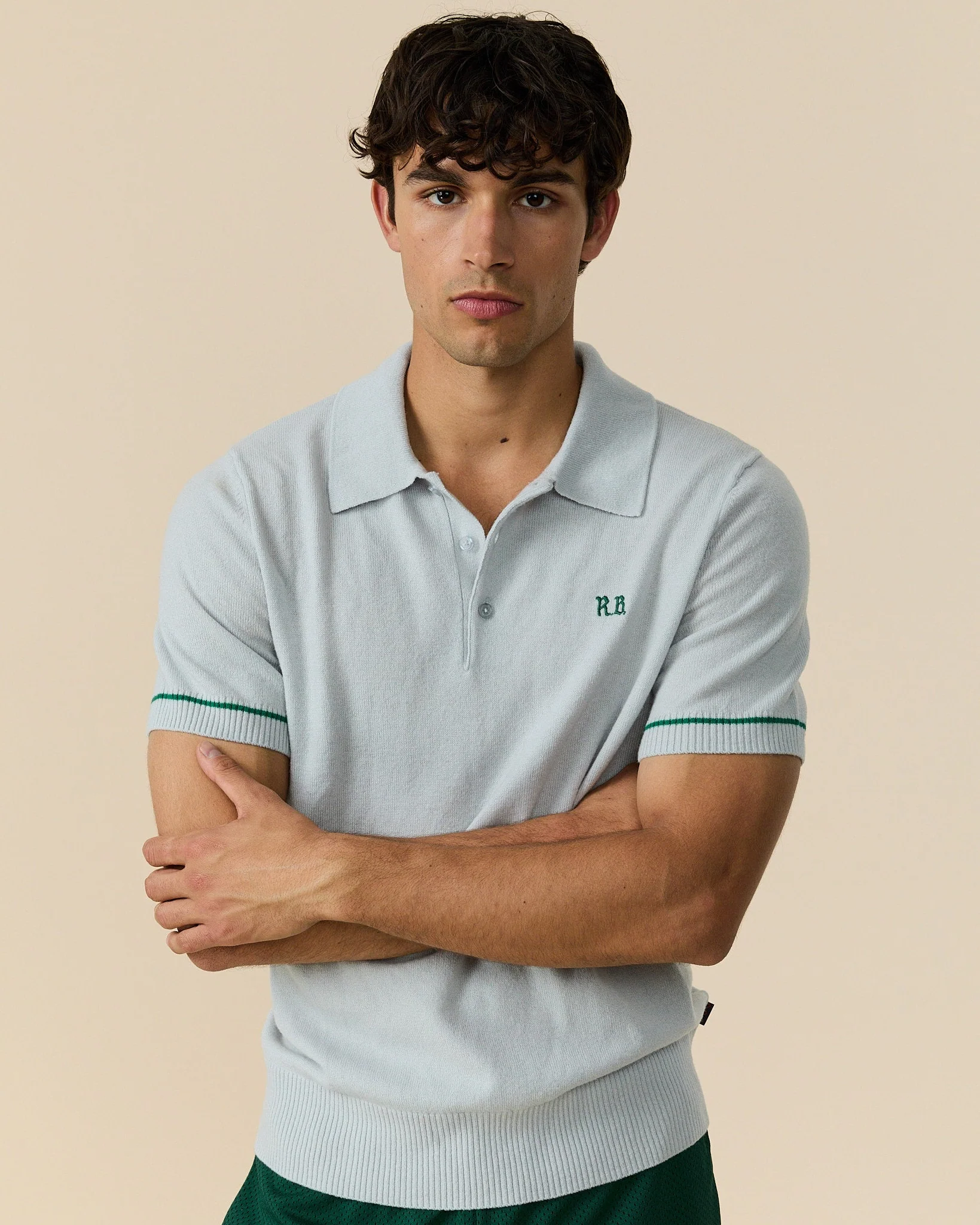 Cashmere Short Sleeve Polo Light Grey - Image 2