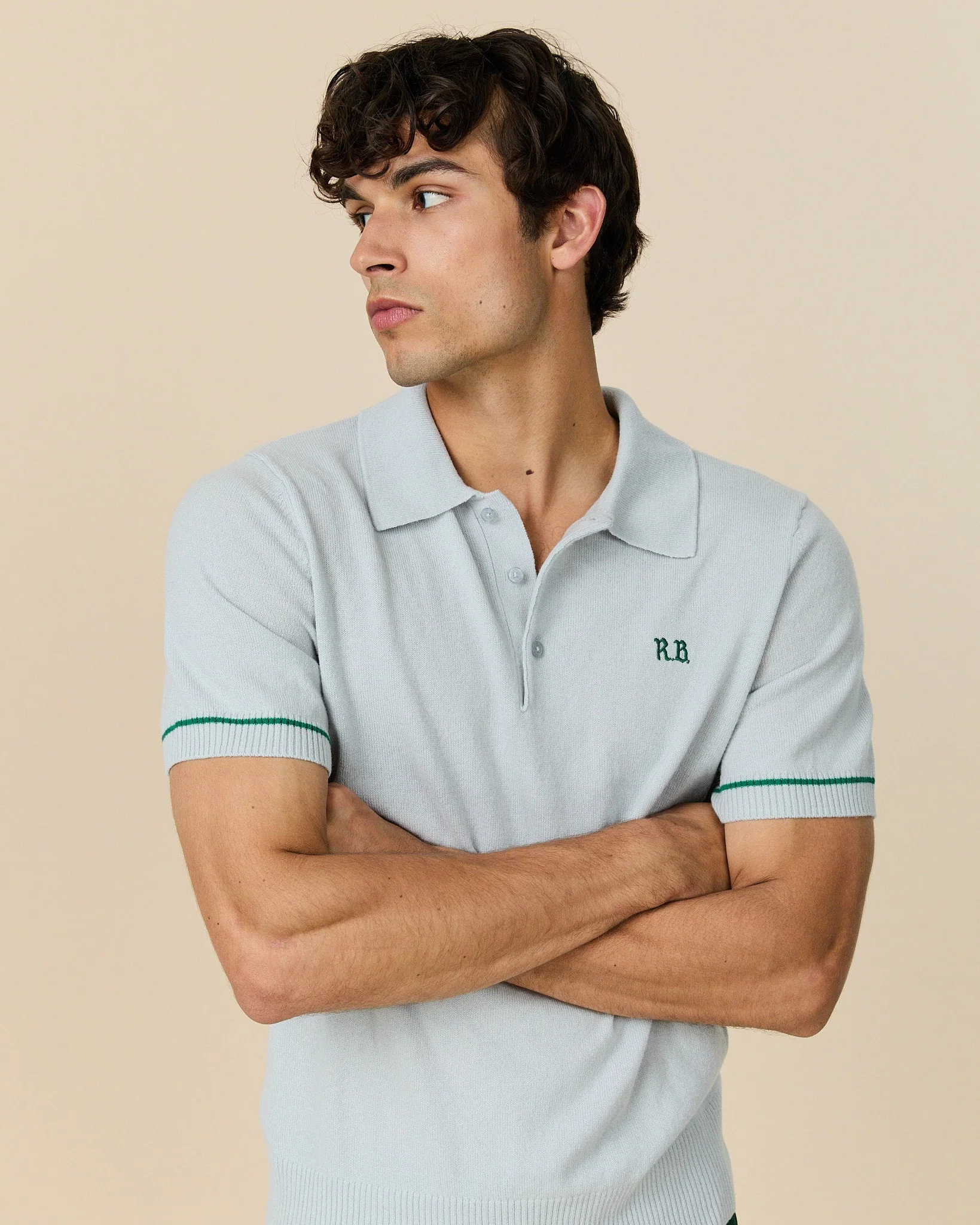 Cashmere Short Sleeve Polo Light Grey - Image 4
