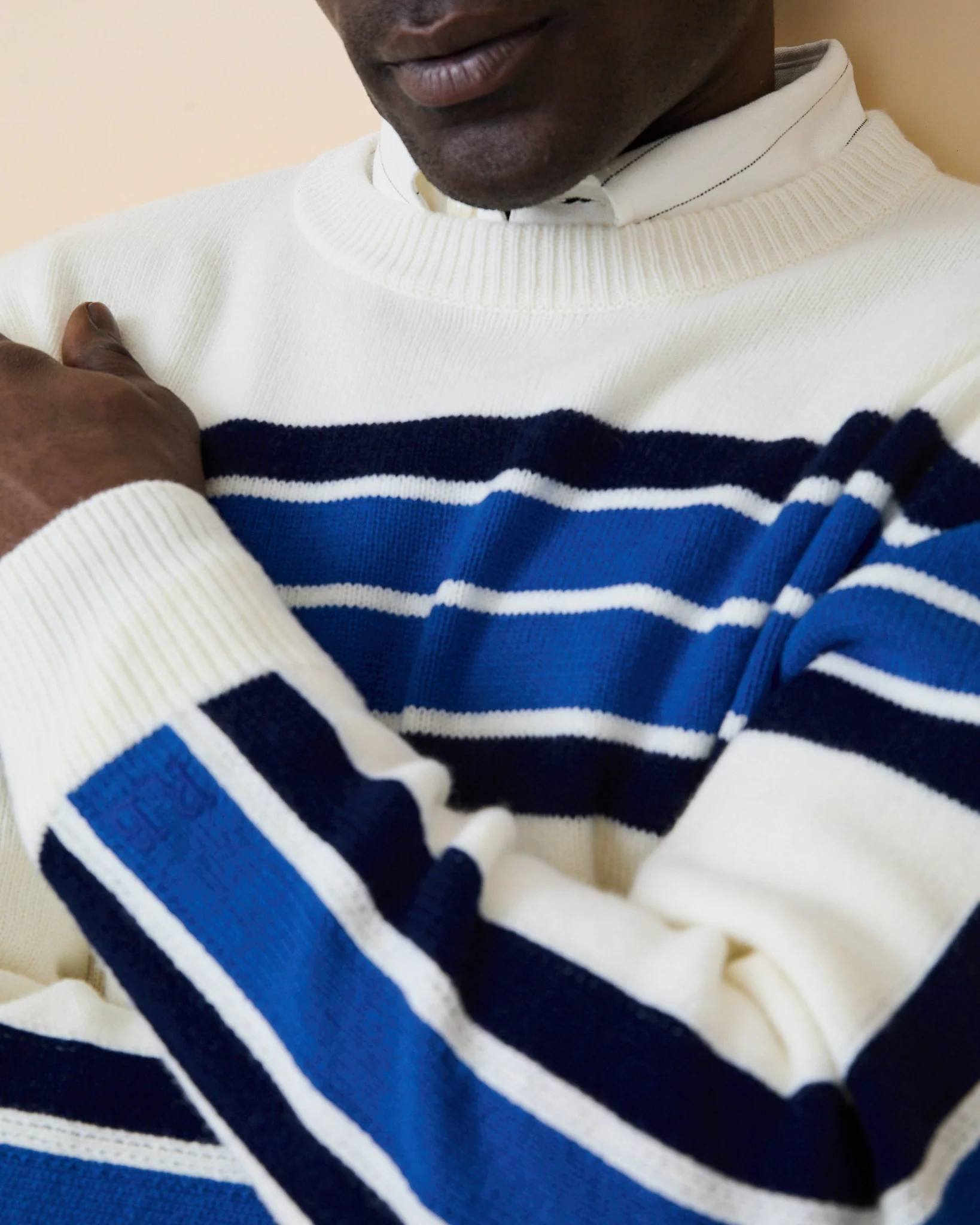 Cashmere Sport Stripe Sweater Cream - Image 4
