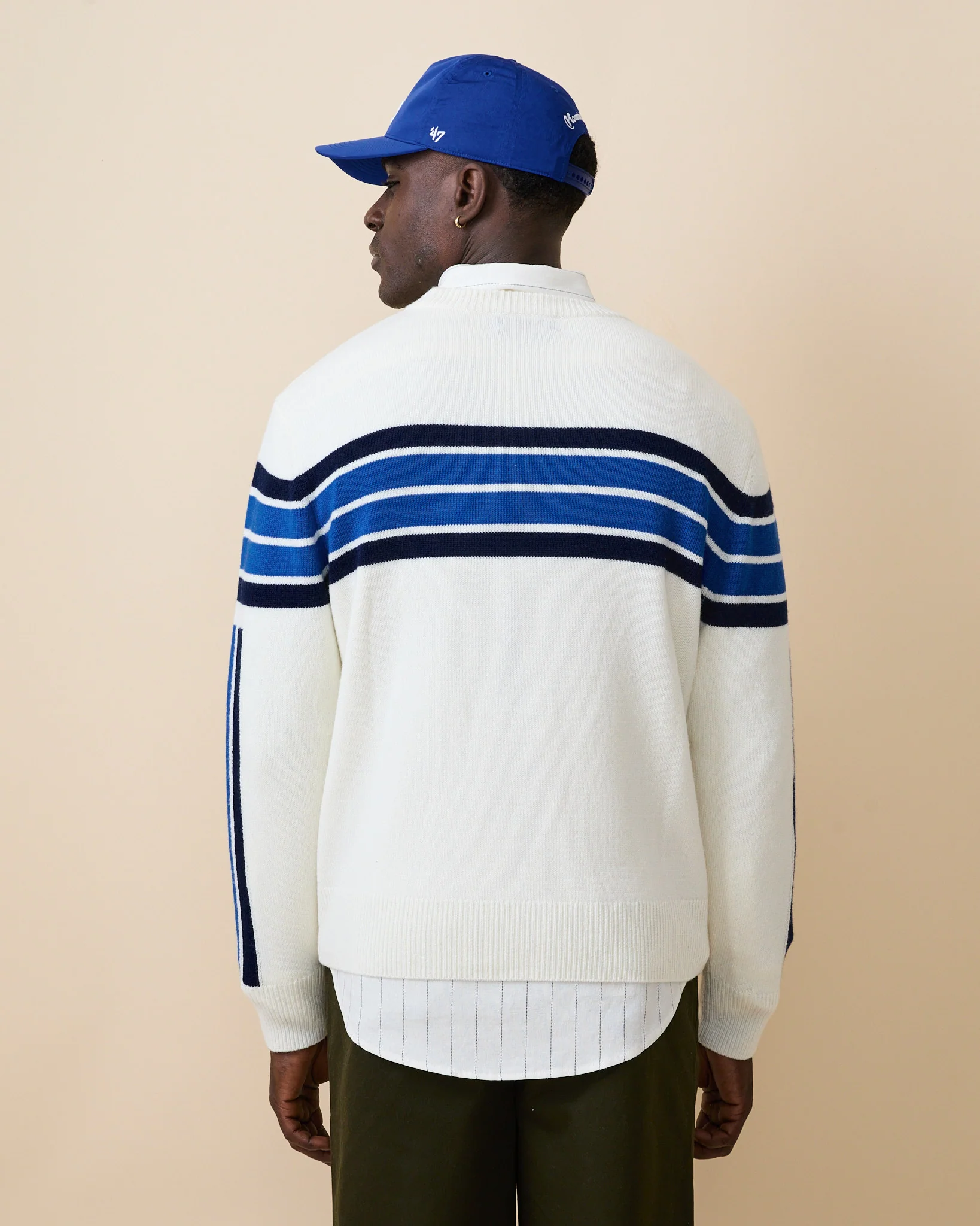 Cashmere Sport Stripe Sweater Cream - Image 7