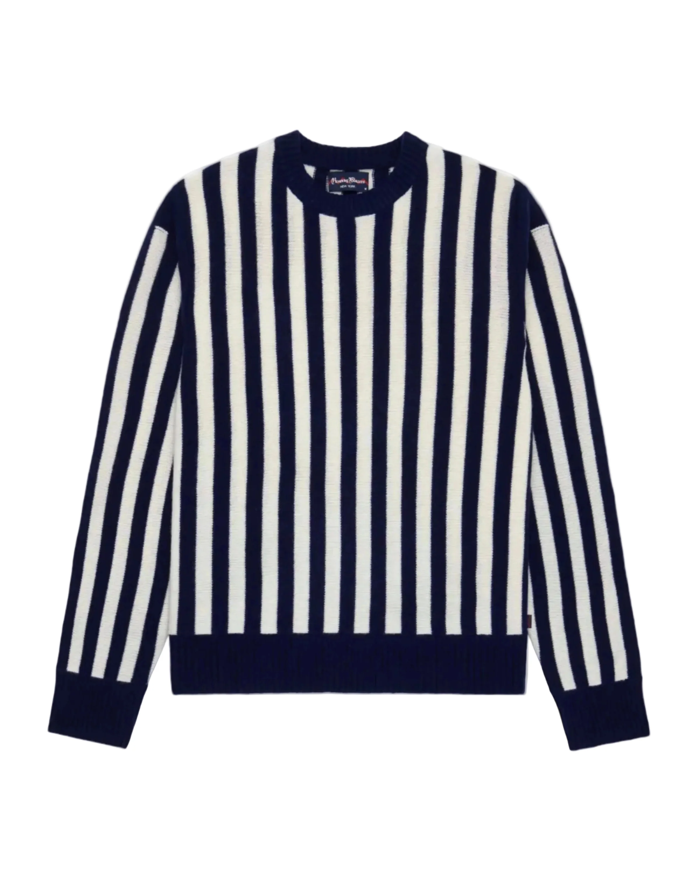 Cashmere Striped Sweater Navy and Cream Stripe