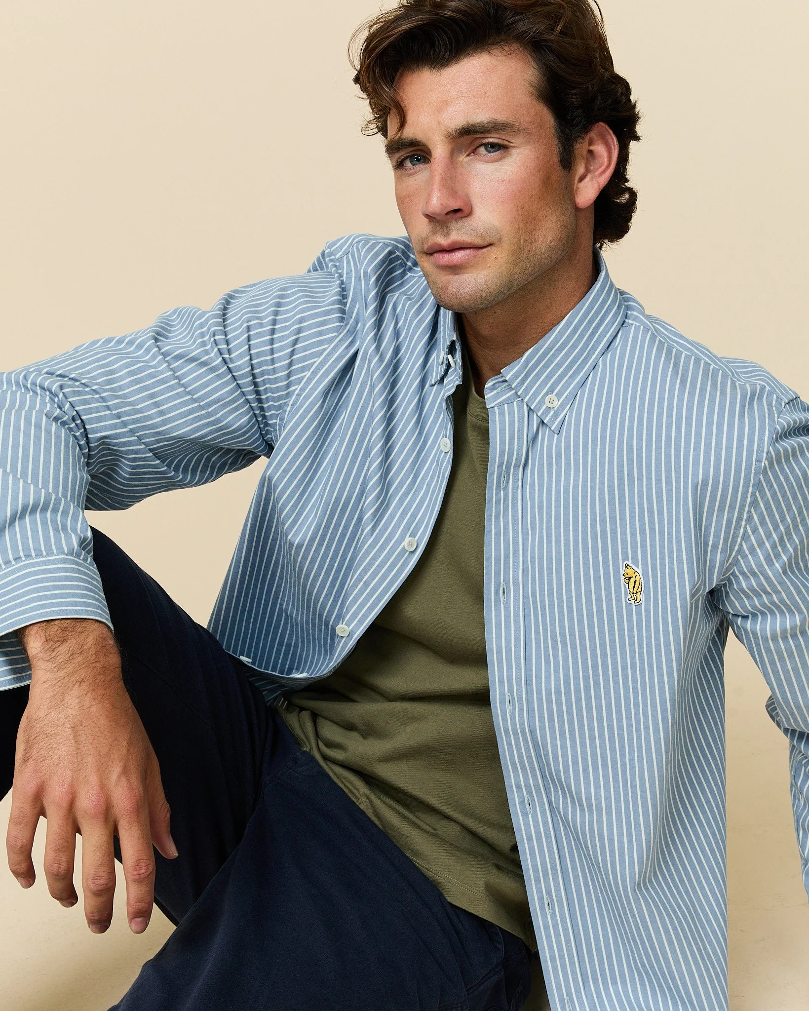 Men's Classic Stripe Winnie-the-Pooh Shirt Blue White Stripe - Image 2