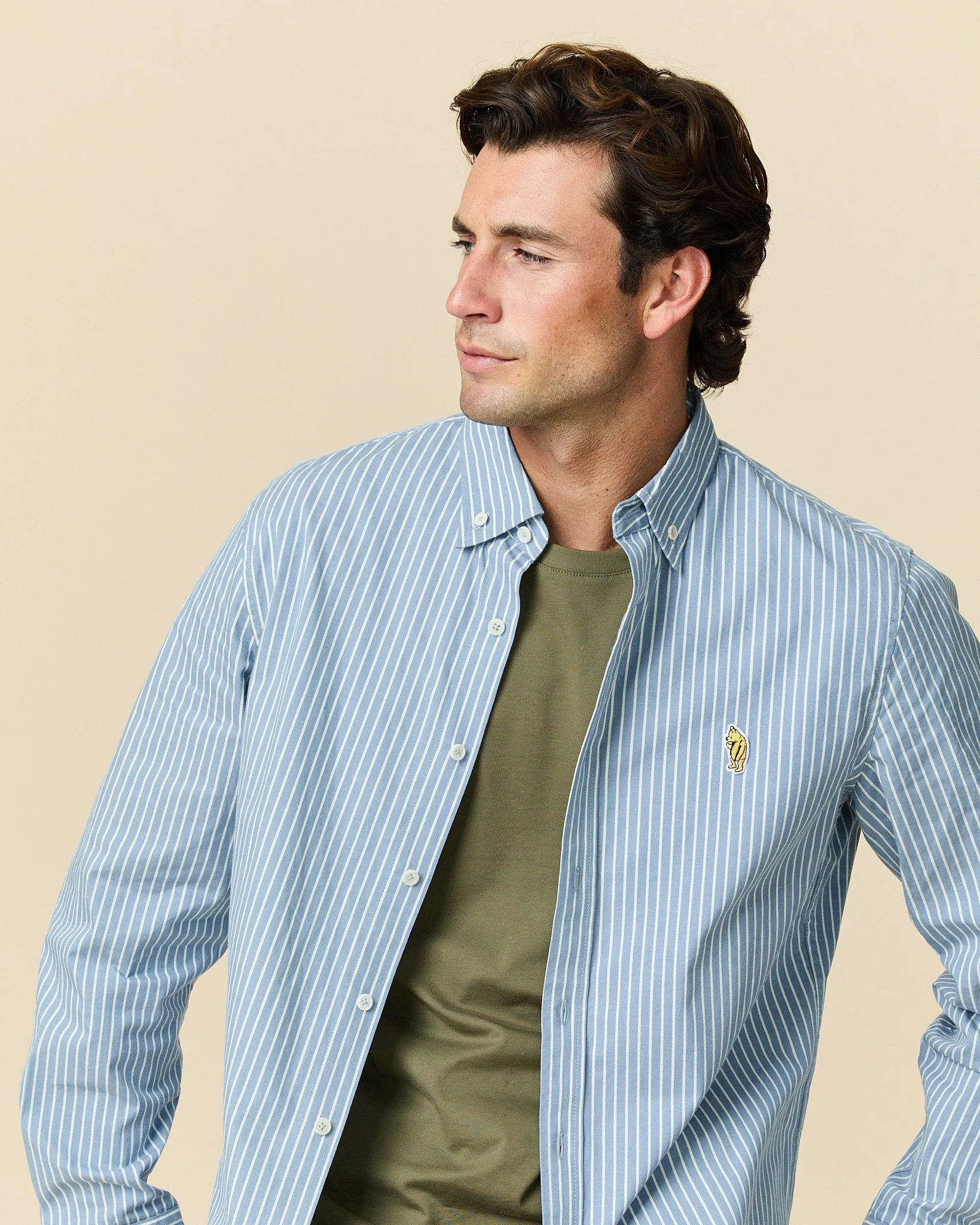Men's Classic Stripe Winnie-the-Pooh Shirt Blue White Stripe - Image 4