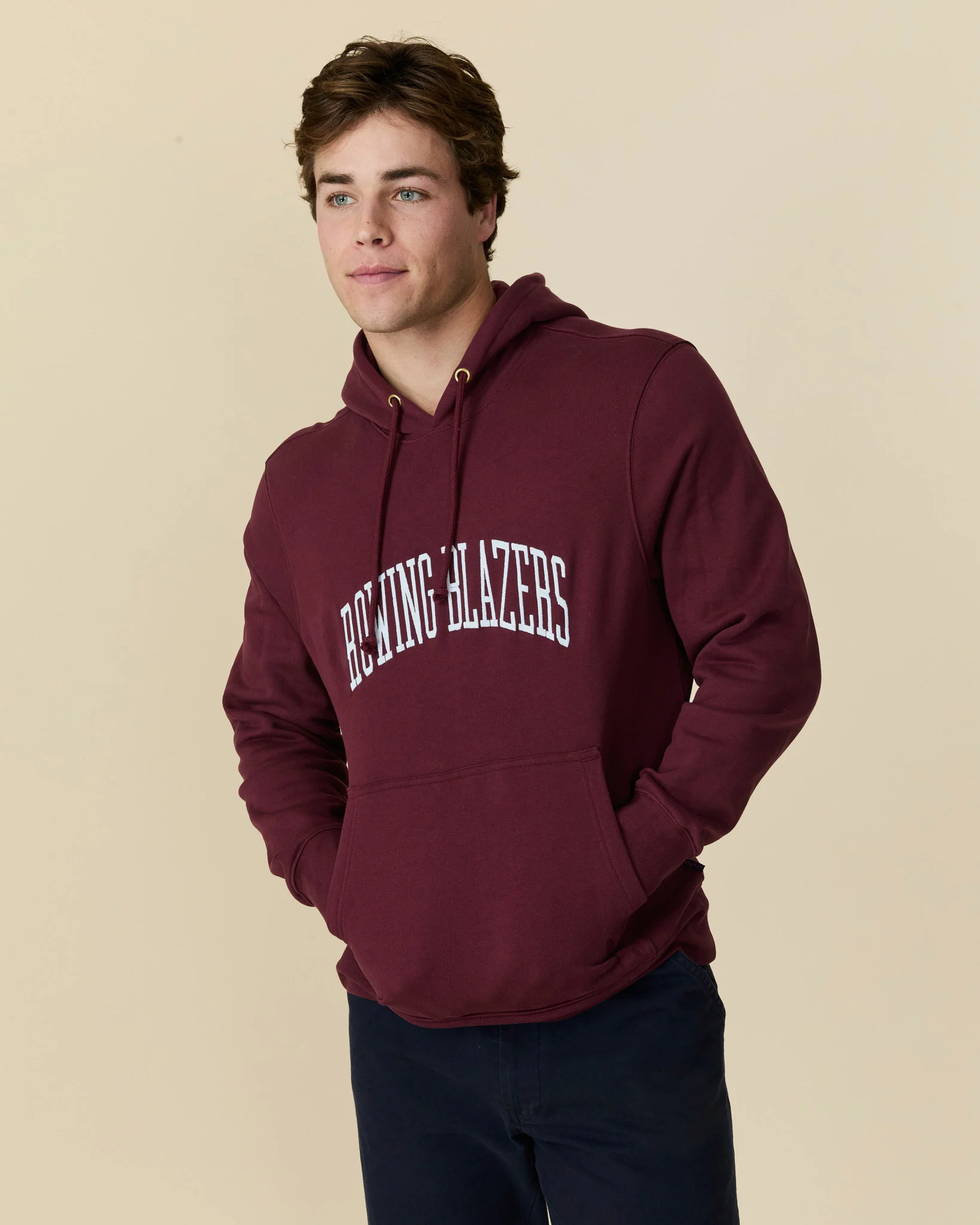 Men's Collegiate Arch Hoodie Burgundy - Image 2