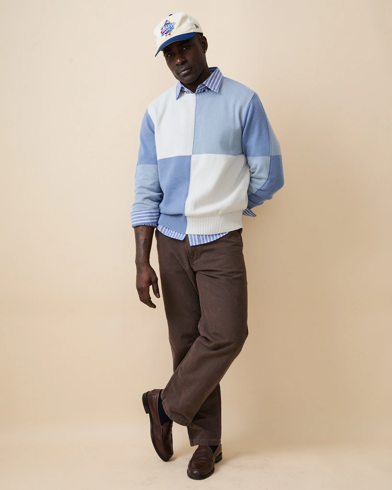 Color Block Sweater Cream Beige Multi - Image 2