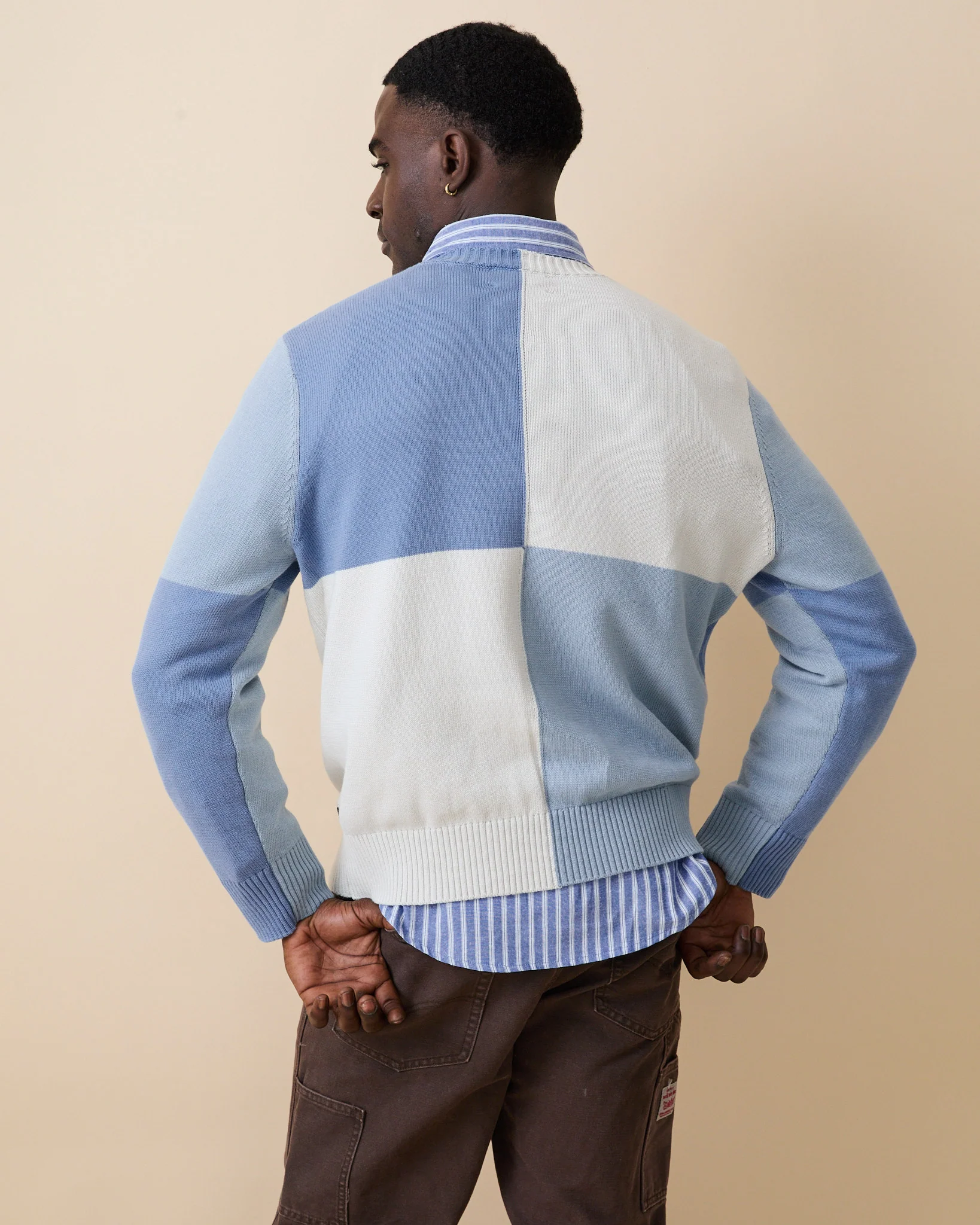 Color Block Sweater Cream Beige Multi - Image 3